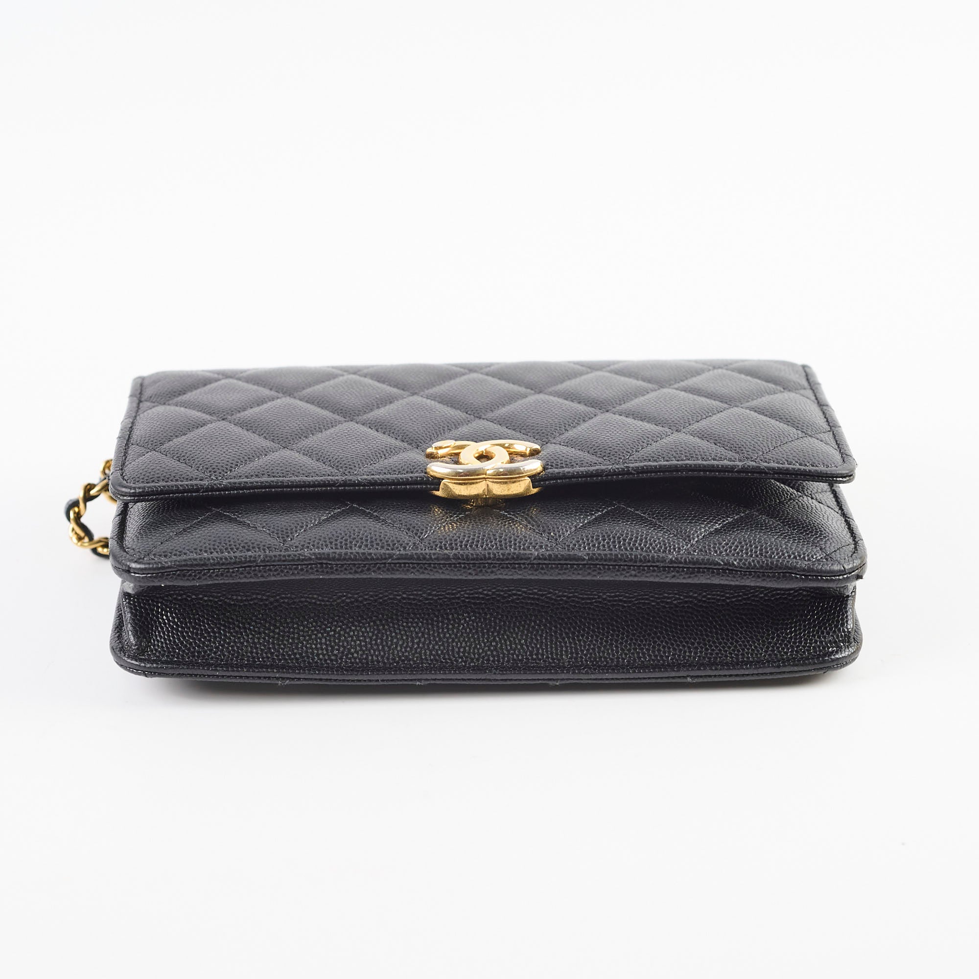 Chanel 2022 Seasonal Top Handle Wallet On Chain in Black Caviar Leather - Perfect for Evening Events & Luxury Fashion Accessories