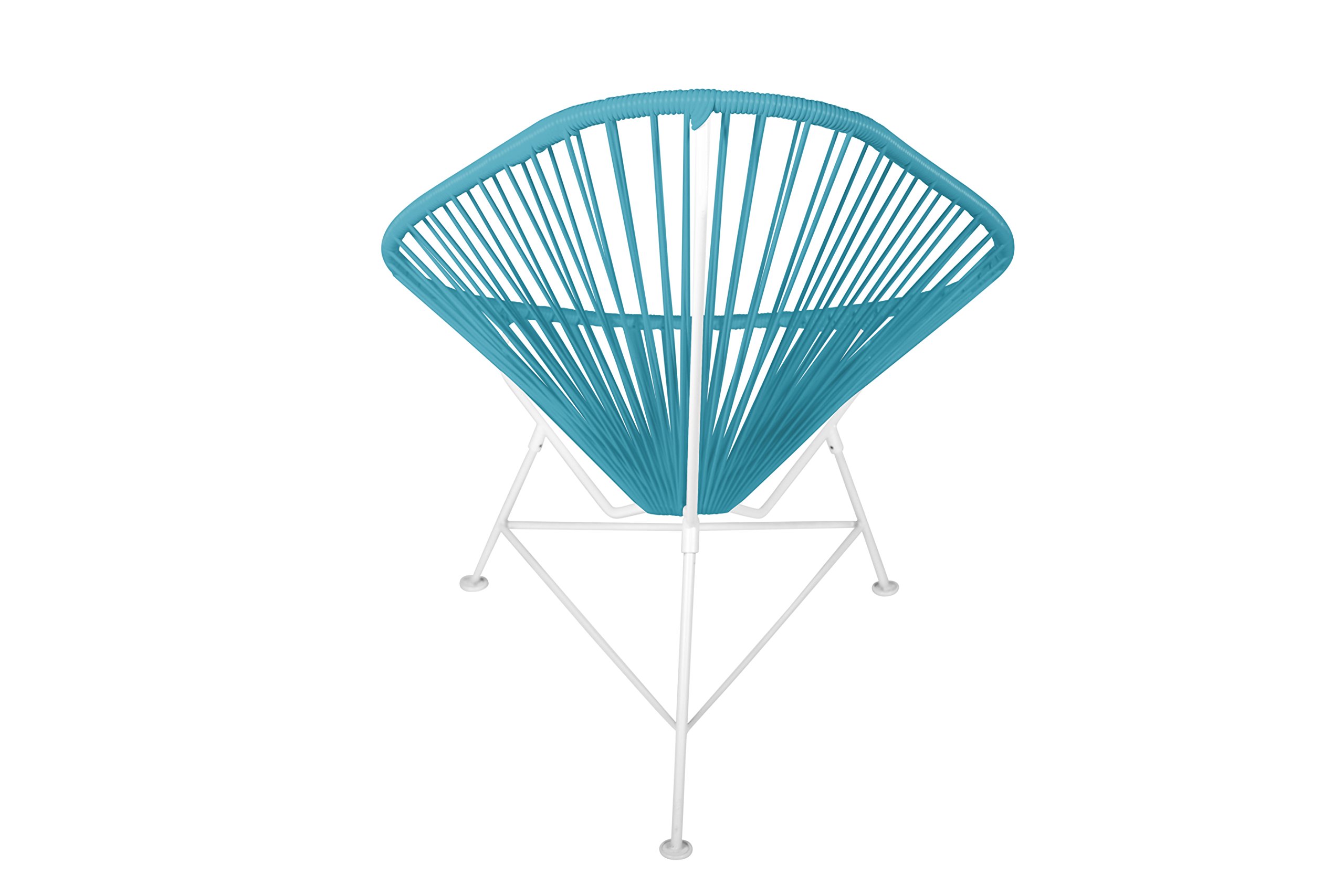 Innit Designs Baby Acapulco Chair - Blue Woven Rattan on White Metal Frame - Perfect for Nursery, Patio, or Kids' Room Decor