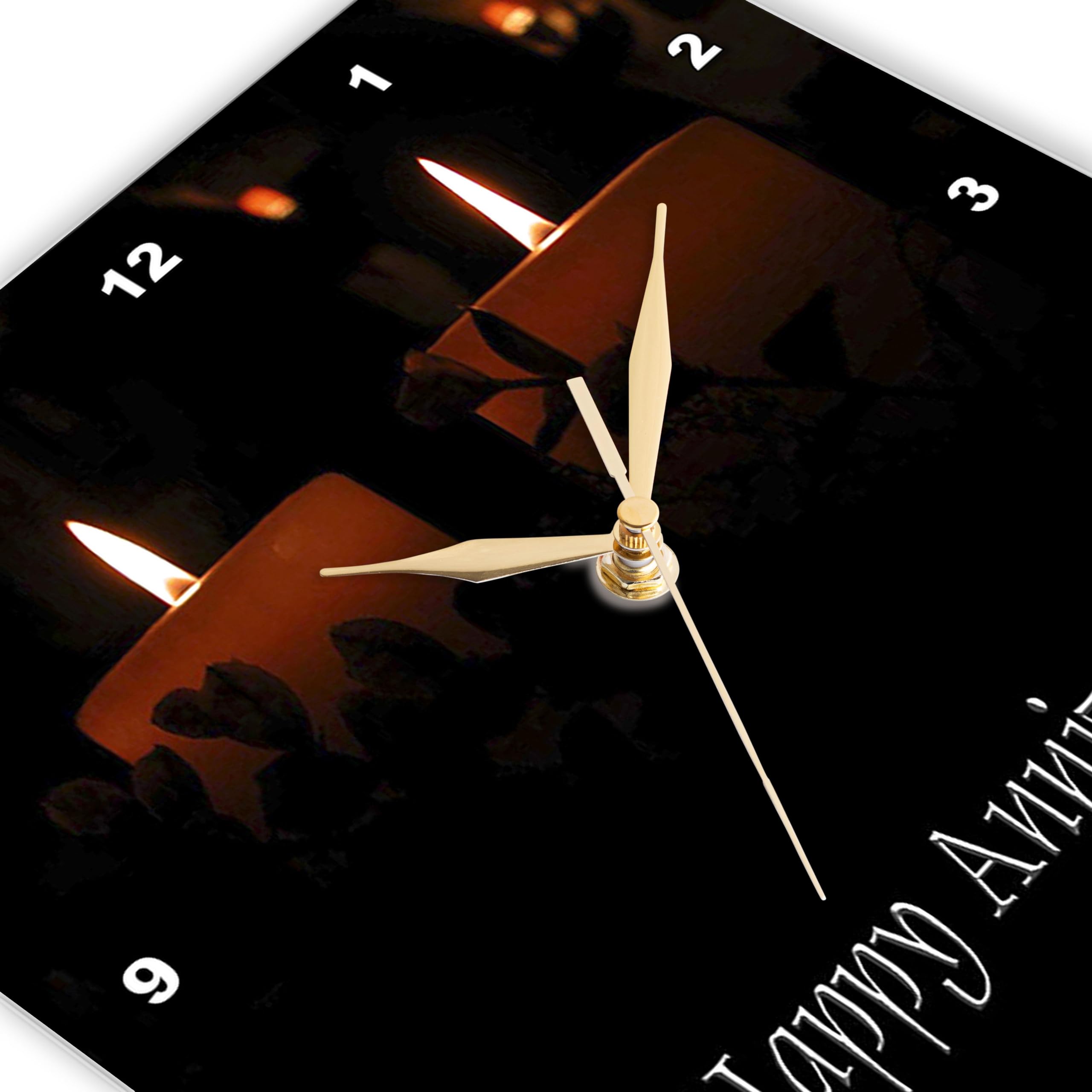 3dRose Happy Anniversary Wall Clock - 10x10 Inch Decorative Two Candles Design - Perfect for Home, Office & Gift Giving