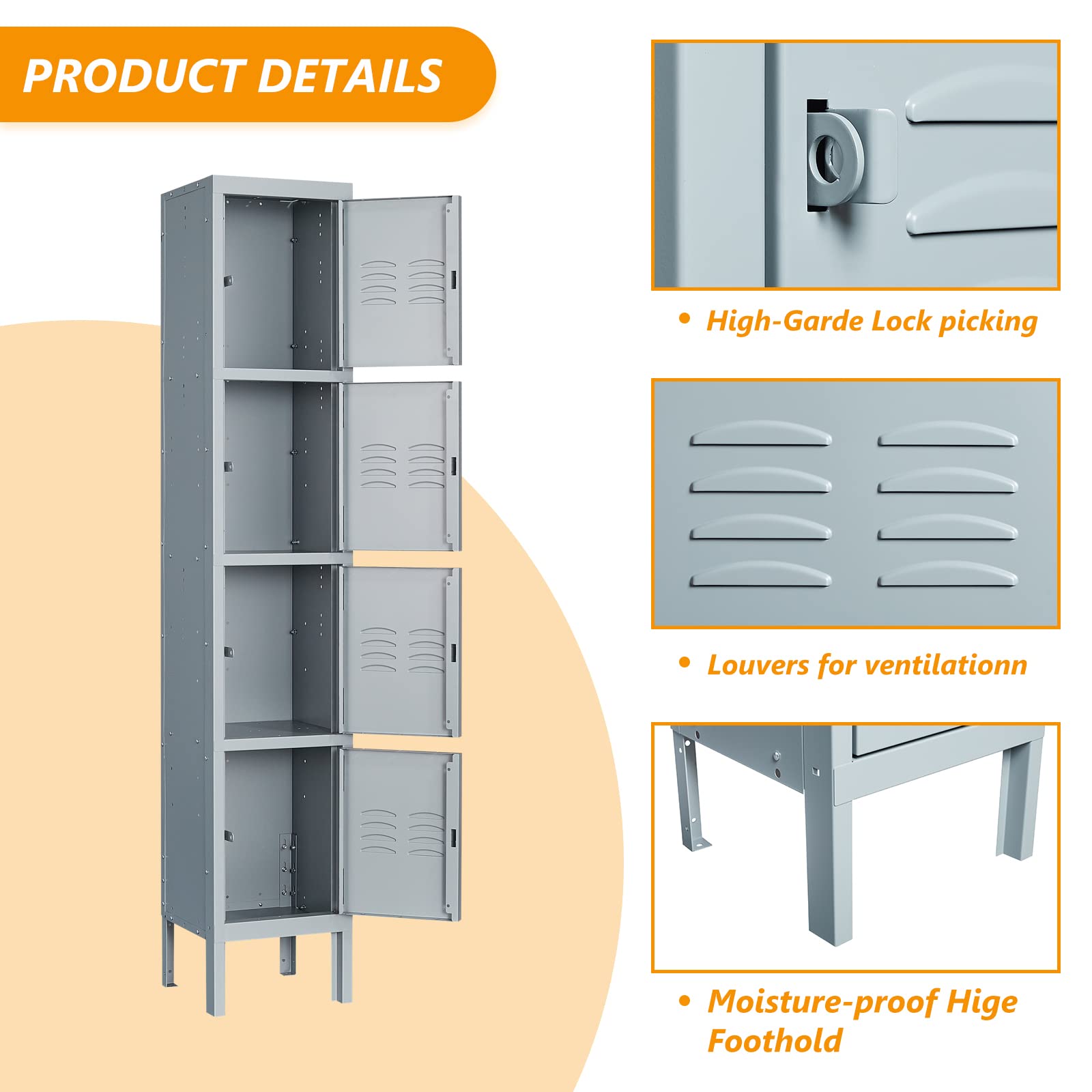 STANI Heavy Duty Metal Locker with Lock - Secure Employee Storage Cabinet for Home, Gym, School & Office - Tall Steel Locker for Clothes, Shoes & Equipment Storage (Ideal for Lockers, Changing Rooms & Secure Storage Areas)