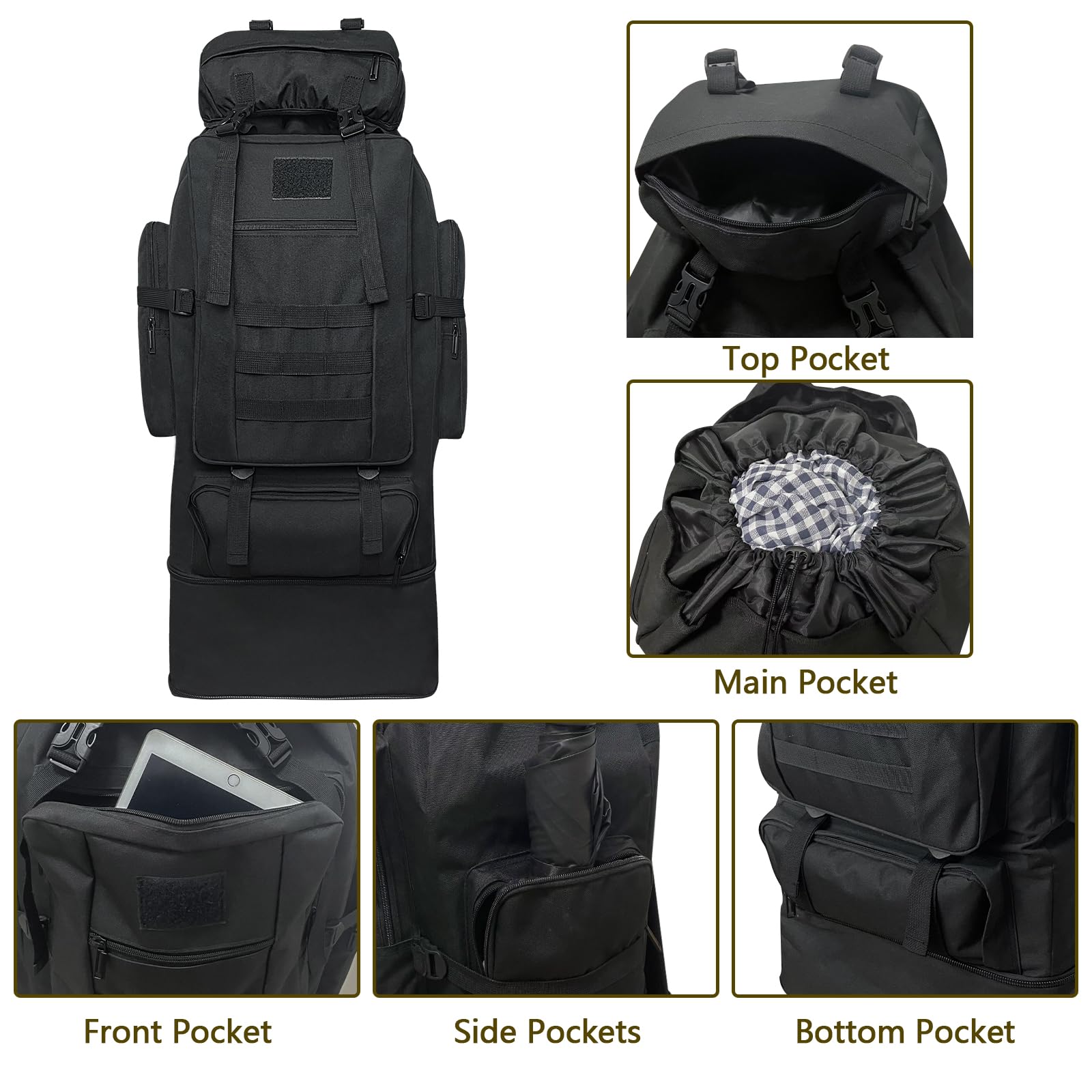 Wesoke 80L 100L Waterproof Large Camping Backpack for Men & Women - Military Tactical Hiking Rucksack for Outdoor Travel, Backpacking & Adventure | Perfect for Camping Trips, Hiking Expeditions & Travel Gear