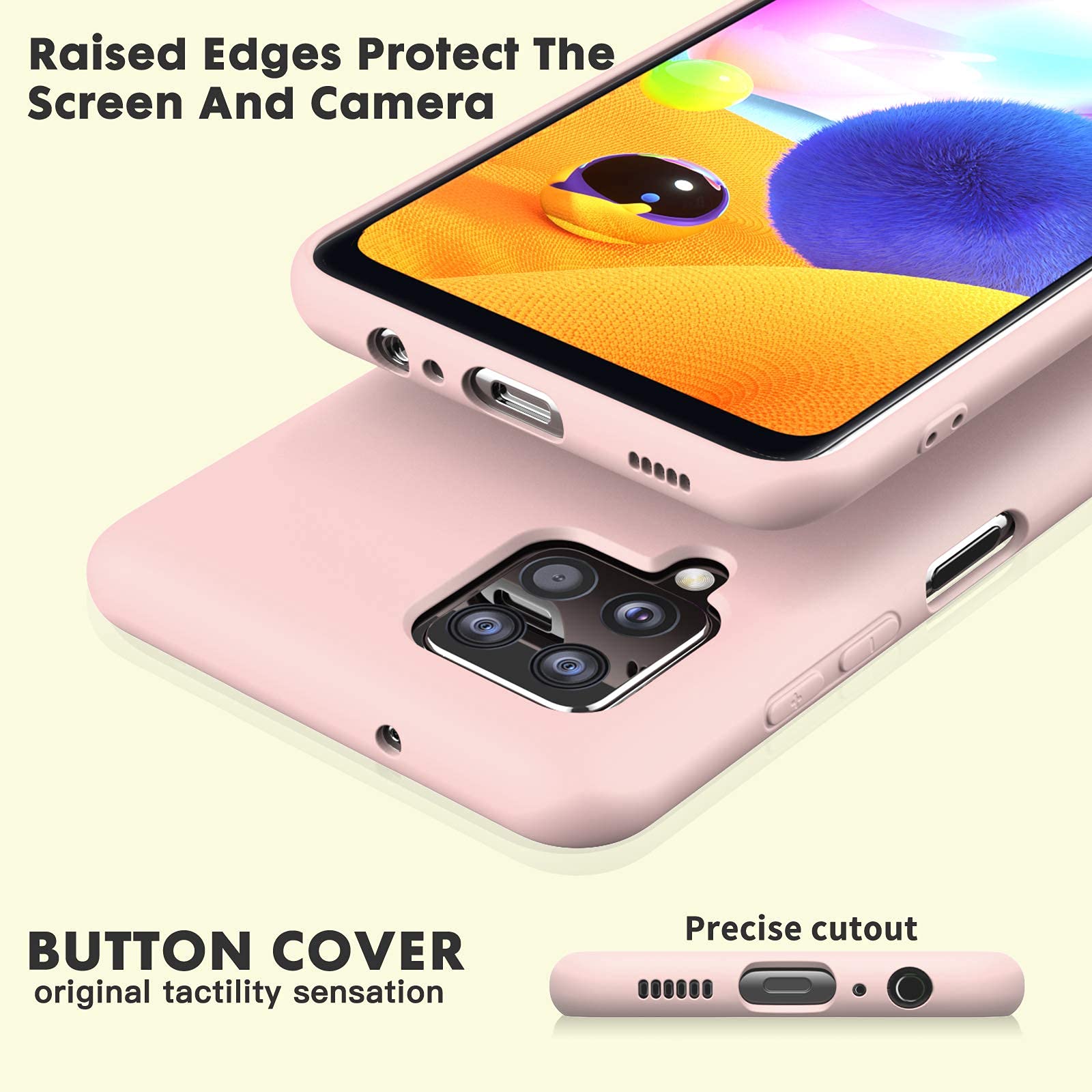 Samsung Galaxy A12 Case - Shockproof Liquid Silicone Phone Cover with Soft Microfiber Lining | Slim Protective Gel Rubber Case for Samsung Galaxy A12 (Pink) | Perfect for Everyday Use, Travel & Outdoor Activities