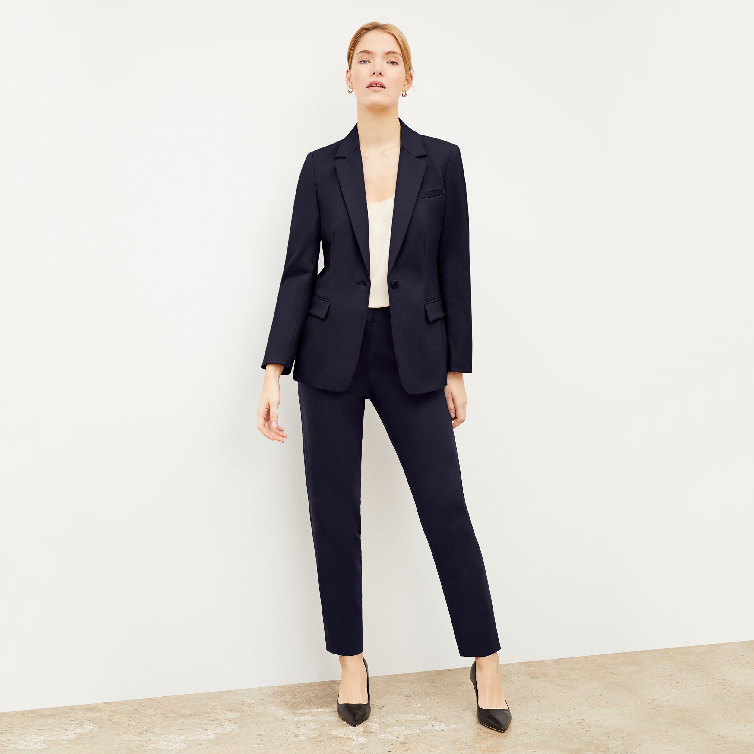 Premium Washable Wool Twill Mejia Pants - Dark Navy | Comfortable & Durable Office Wear & Travel Essentials