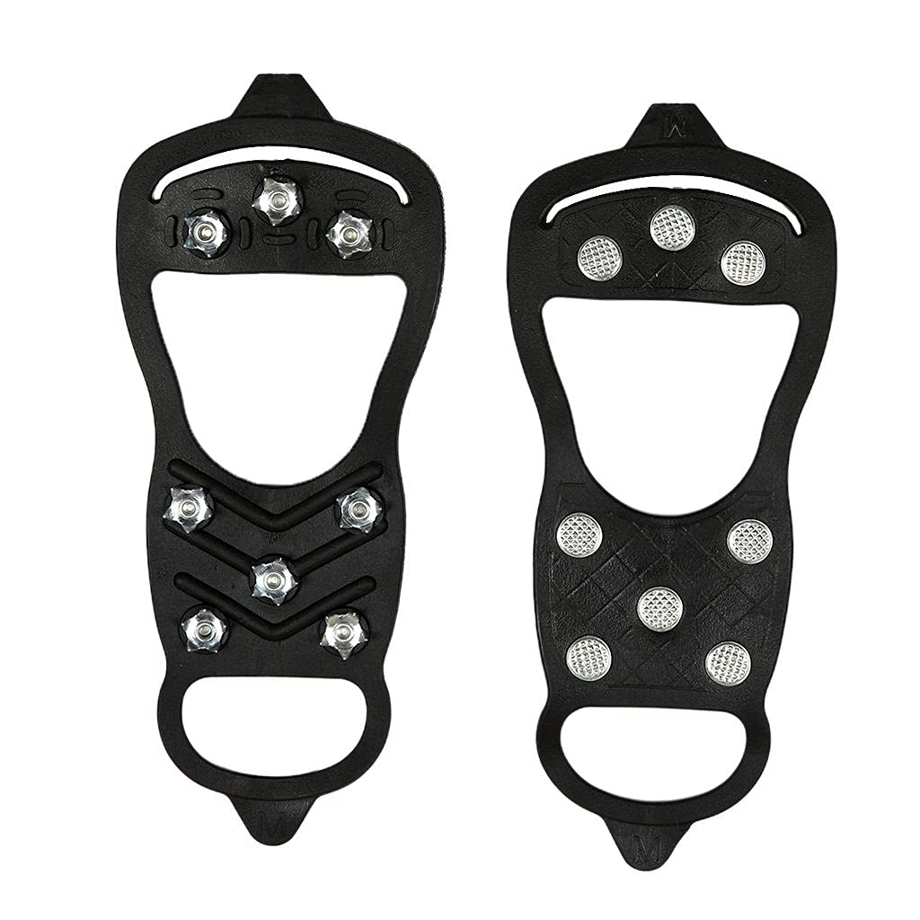 Newmind 1 Pair Anti-Slip Ice Cleats with 8 Steel Spikes - Traction Cleats for Walking on Ice, Snow & Mud - Perfect for Winter Hiking, Running & Outdoor Activities (Size L)