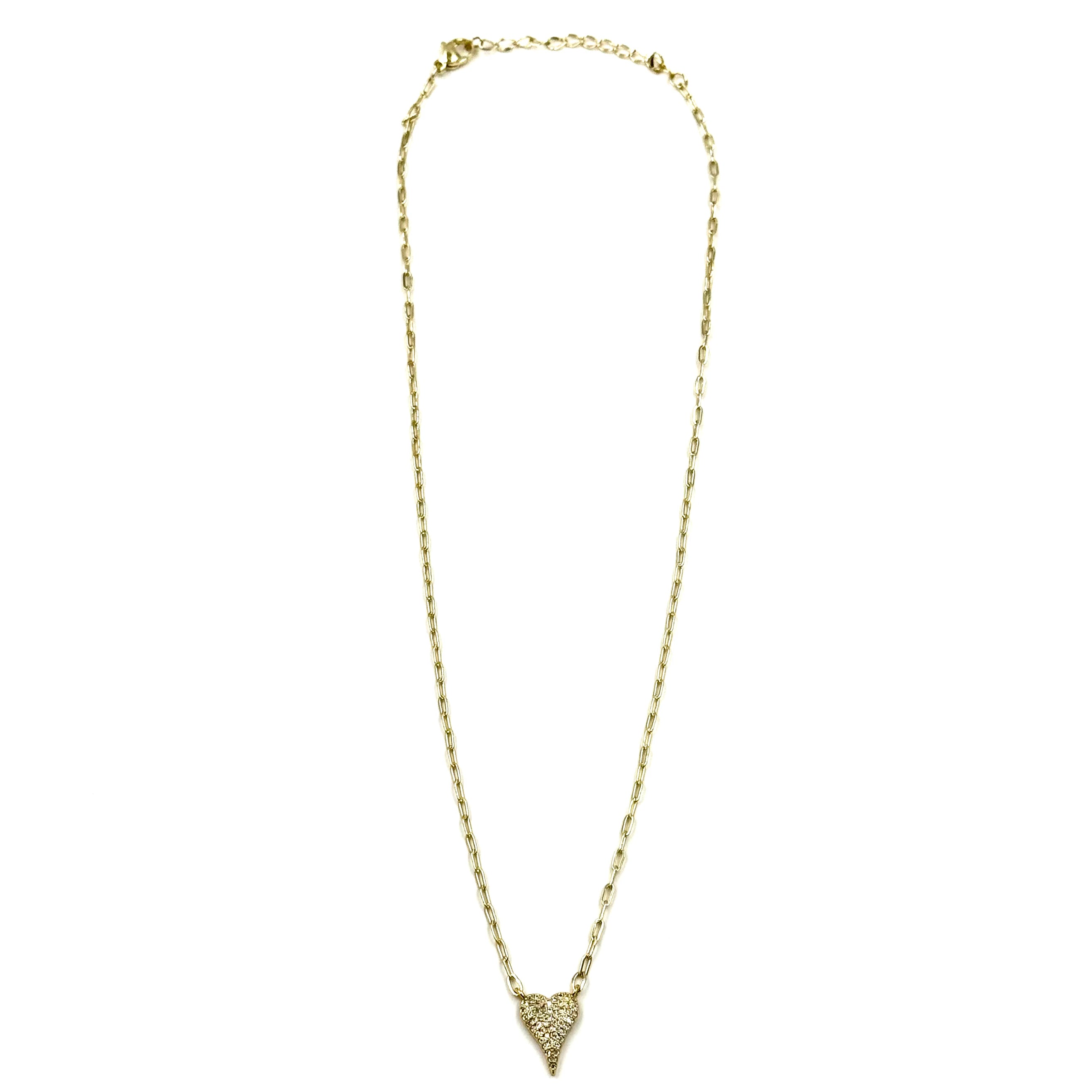 Ashley Gold Stainless Steel Gold Plated Link Chain CZ Elongated Heart Necklace - Elegant Jewelry for Women, Perfect for Valentine's Day, Anniversary & Romantic Date Night Gifts