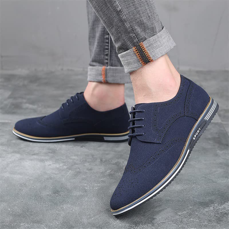 Santimon Men's Wingtip Oxfords - Classic Business Casual Dress Shoes for Office & Formal Events | Comfortable Derby Sneaker Style for Work, Weddings & Professional Occasions