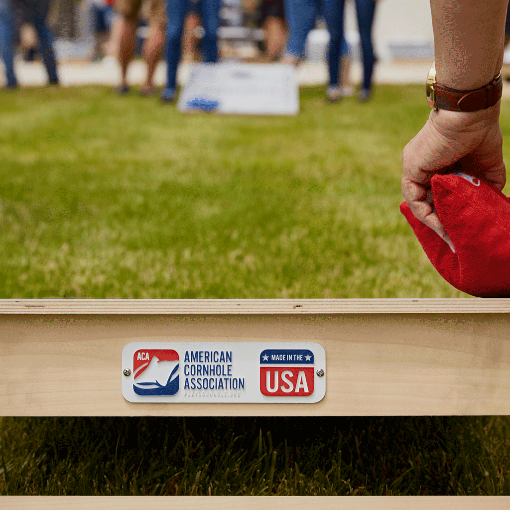 Premium American Moto-Themed Cornhole Boards with Curved Stripes & Star Design - Perfect for Backyard BBQs, Tailgating, and Outdoor Parties