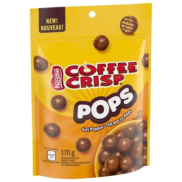 Crispy Chocolate Coffee Snacks - COFFEE CRISP POPS (6oz/170g, Pack of 3) | Canadian Imported Chocolaty Treats for Office Snacking & Movie Nights