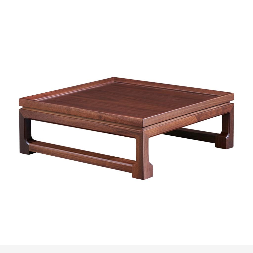 Xing Hua Small Coffee Table - Compact Side Table, Low Wooden Table for Living Room, Balcony, Bay Window - Black Walnut Finish (Size: 53x49x18cm) - Perfect for Small Spaces, Reading Nook & Coffee Break Spot