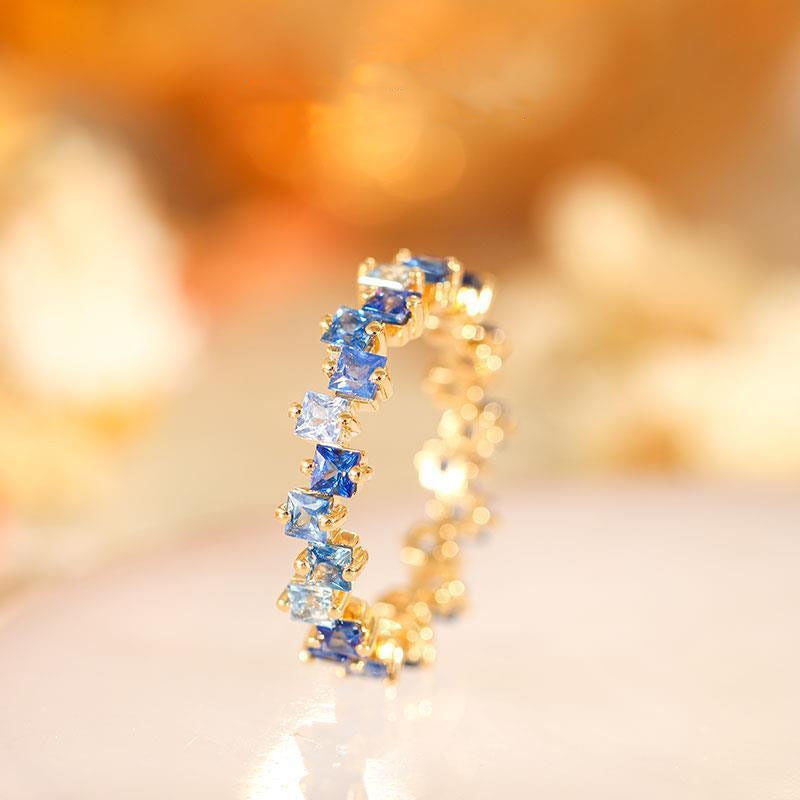 Multi Stone Eternity Stacking Rings for Women - 14K Gold Plated Wedding Band Set, Stackable Rings for Anniversary, Birthday Gift (Style A0035) | Perfect for Layering, Everyday Wear & Special Occasions