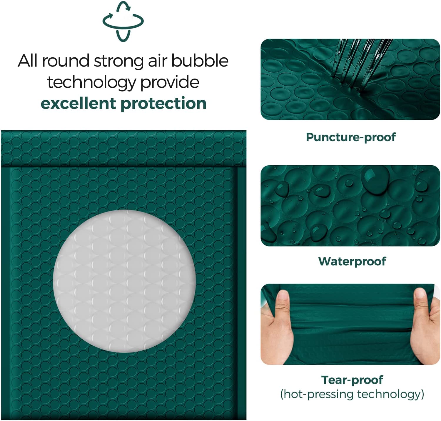 8.5x12 Bubble Mailer Padded Envelope - Forest Green Shipping Bags for Ecommerce, Small Business & Online Sellers - Perfect for Mailing Jewelry, Books, Crafts & Small Items