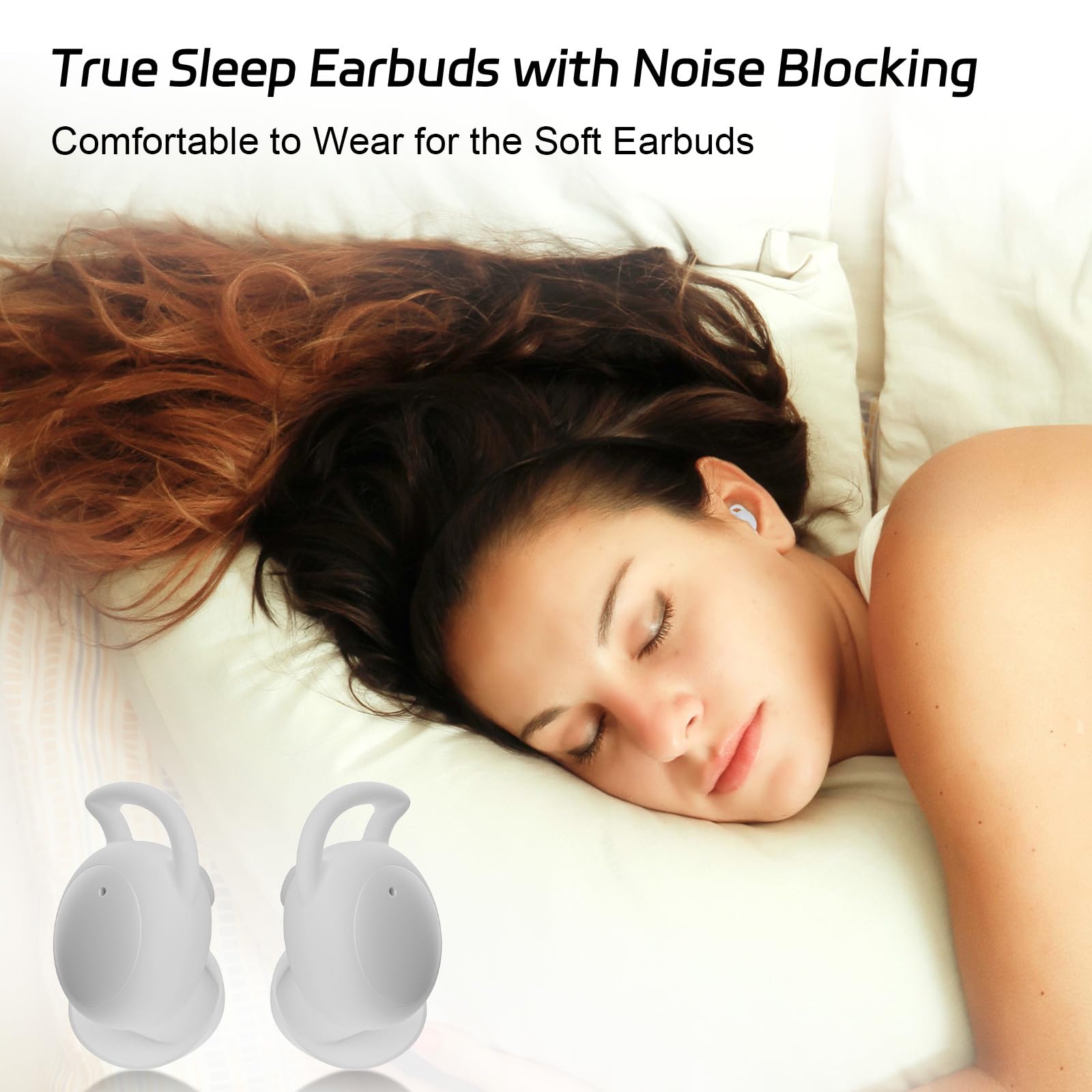 IFECCO Wireless Sleep Earbuds - Mini Bluetooth Headphones for Side Sleepers with Noise Cancelling & IPX6 Waterproof, Comfortable Invisible Earphones for Sleeping, Running, Yoga and Nighttime Relaxation