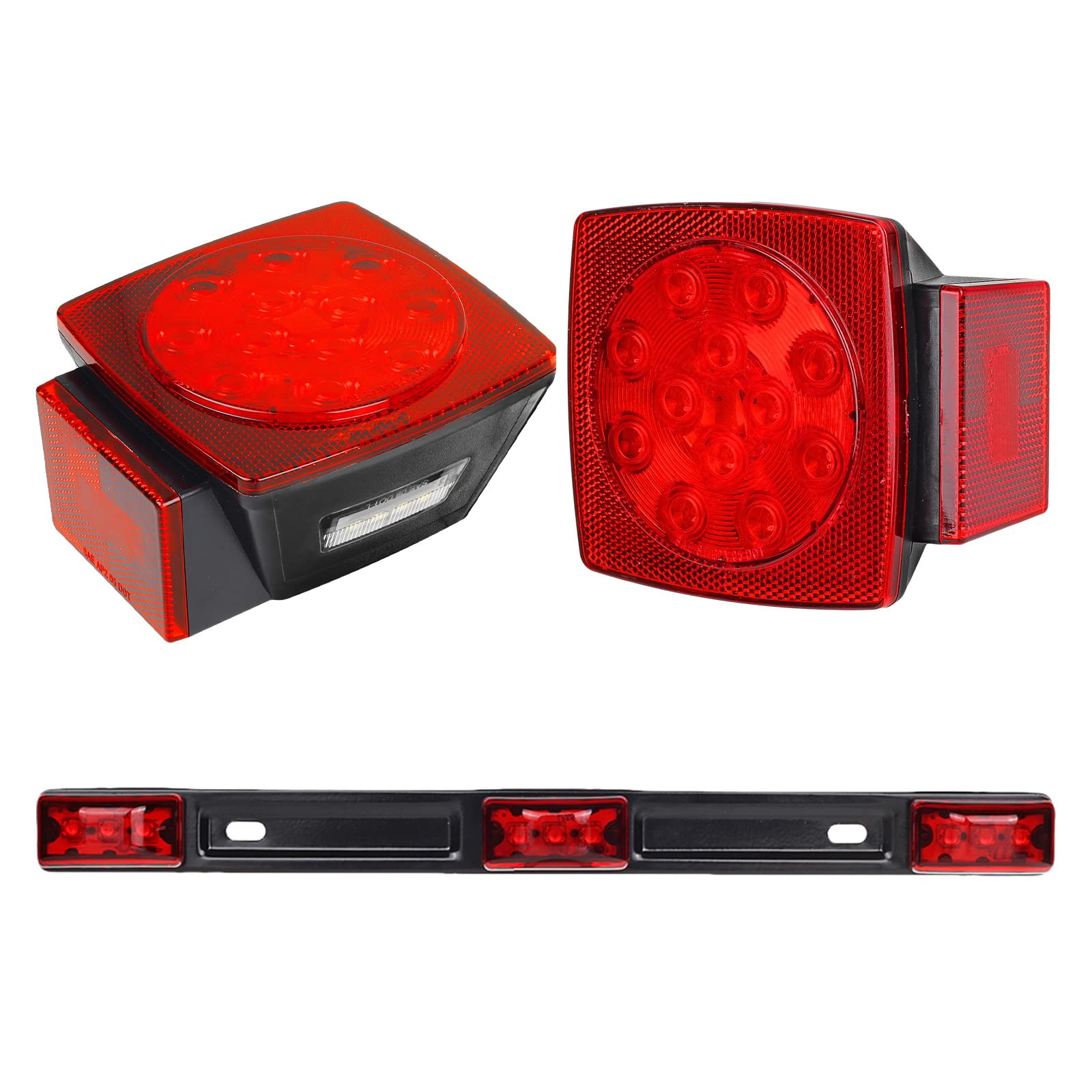 Partsam 12V LED Boat & Trailer Light Kit - Waterproof Square Submersible Lights with Stop/Tail/Turn Signals & 14.17