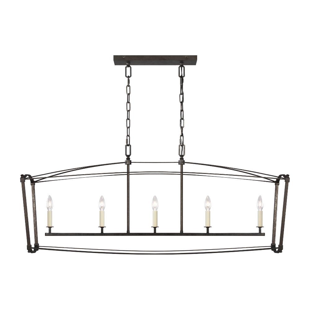 Portland Open Cage Linear Chandelier - Modern Industrial Pendant Light for Dining Room, Kitchen Island & Living Room Lighting