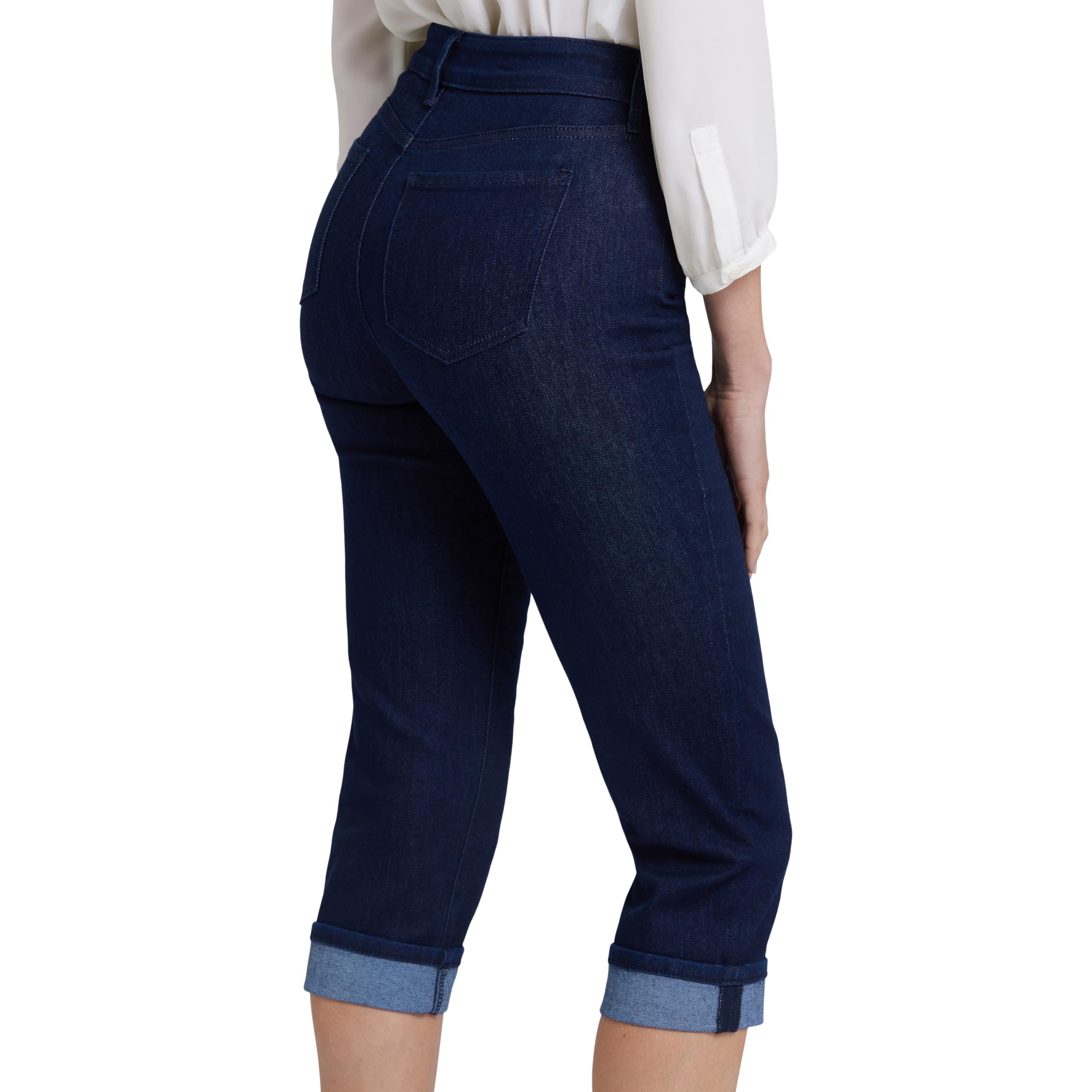 NYDJ Women's Marilyn Straight Crop Cuff Jeans - Slimming High Waist Stretch Denim Pants for Petite & Regular Sizes | Perfect for Work, Casual Outfits & Date Night