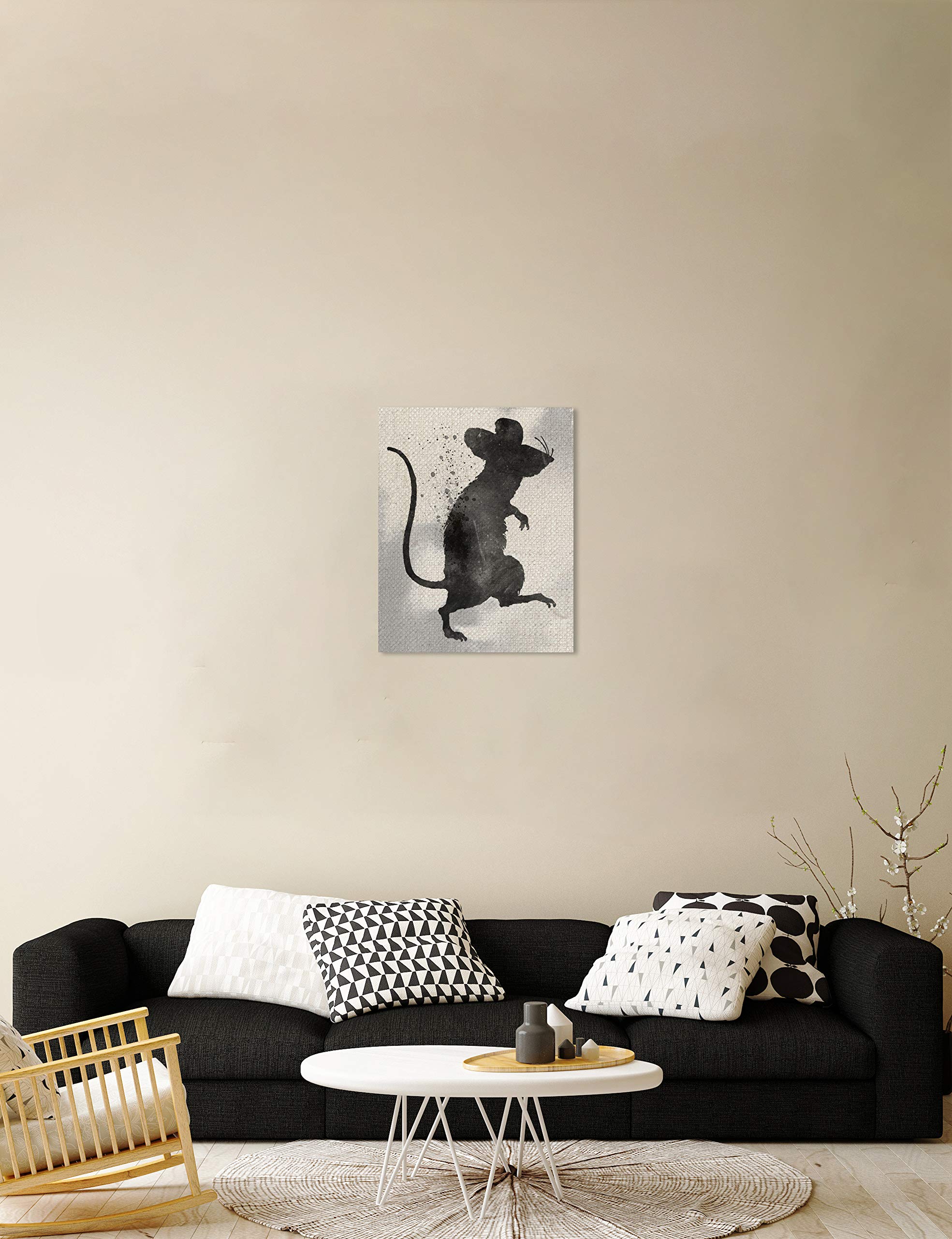 Oliver Gal Artist Co. Rat Silhouette Wall Art Canvas Print - 20x24 Inches Black & Brown Animal Artwork for Home & Office Decor | Modern Living Room, Bedroom, Study Room Wall Decor