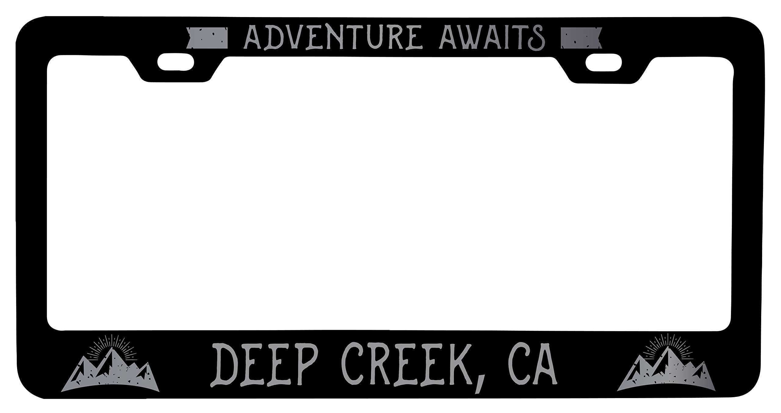 Custom Laser Etched Black Metal License Plate Frame - Deep Creek California Design - Durable Car Accessory for Trucks, SUVs & Classic Cars - Perfect Gift for Car Enthusiasts & Road Trip Lovers