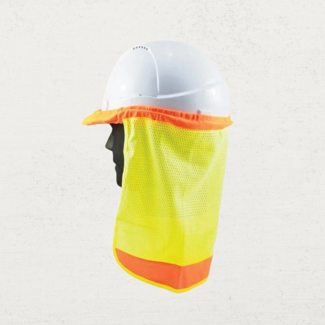 High Visibility Hard Hat with Neck Flap - ANSI Certified Safety Helmet for Construction, Road Work & Outdoor Labor - Sun & Debris Protection