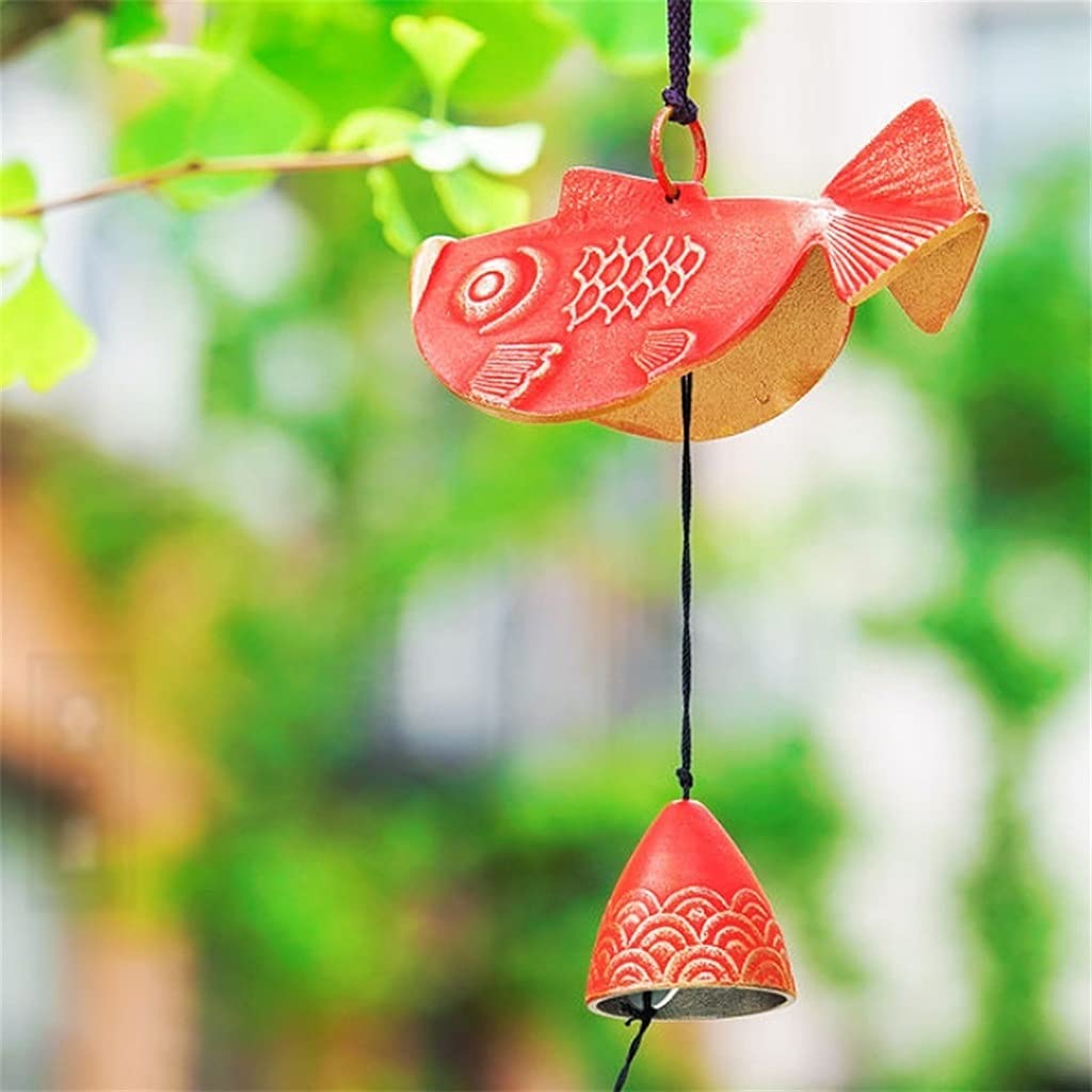 Premium Cast Iron Wind Chimes with Red Carp Design - Outdoor Decor, Housewarming Gift & Garden Ornament | Perfect for Patio, Porch, and Backyard Relaxation