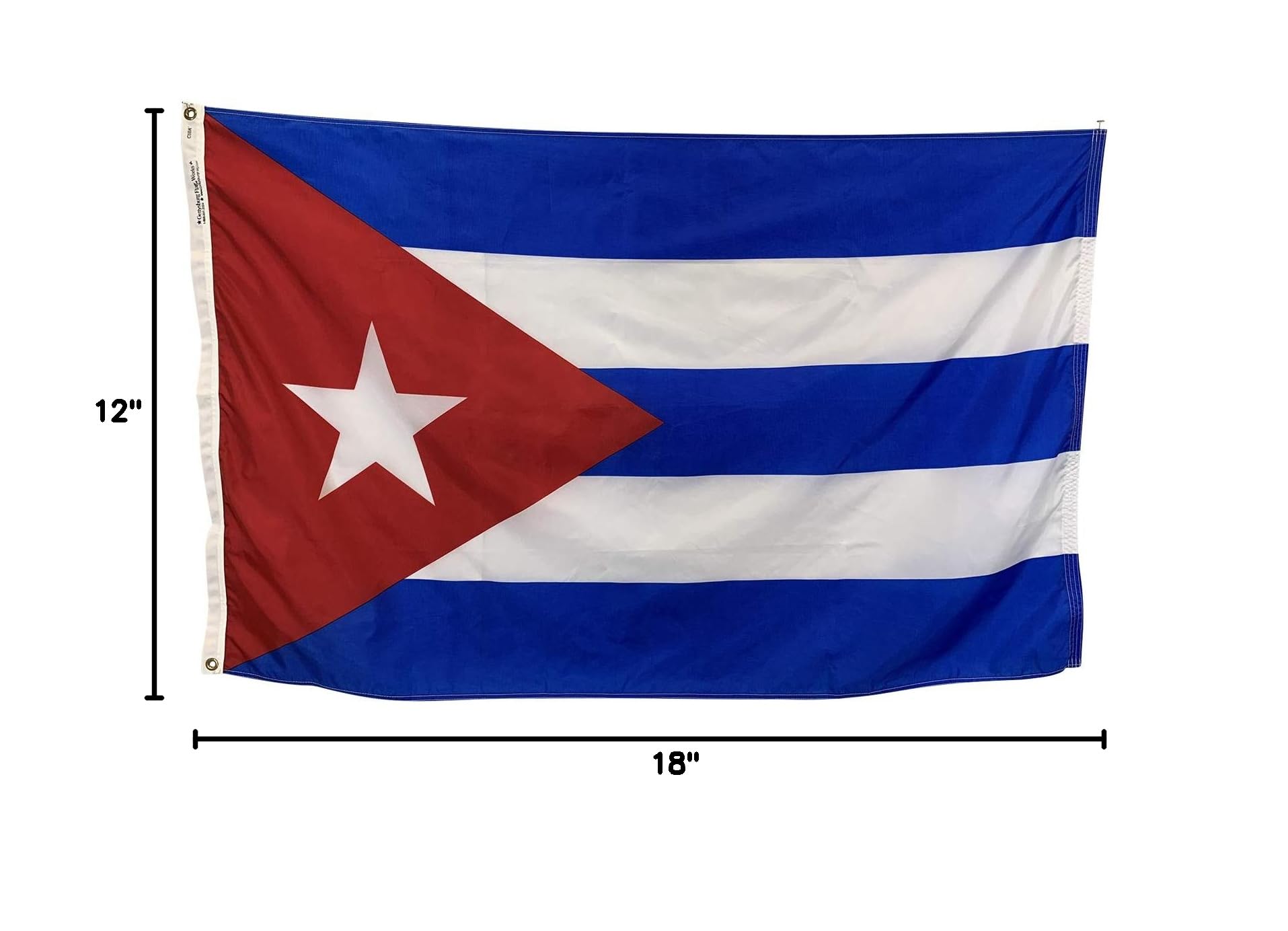 12x18 Cuba Boat Flag - Durable All-Weather Nylon with Brass Grommets - Made in USA - Perfect for Boating, Parades & Patriotic Decor