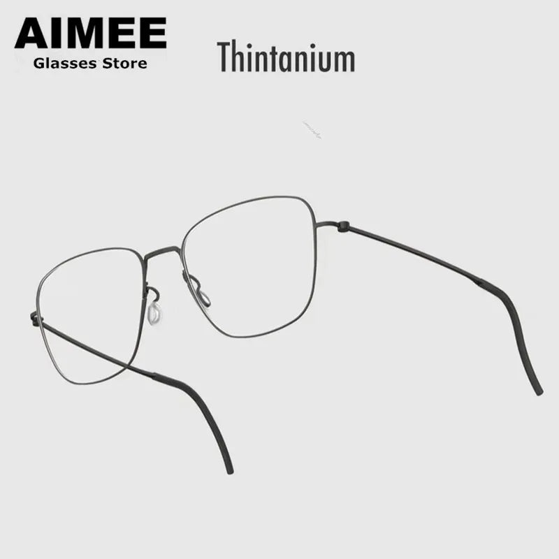Aimee Unisex Full Rim Square Screwless Titanium Eyeglasses 45506 - Lightweight Durable Frame for Work, Reading & Everyday Use