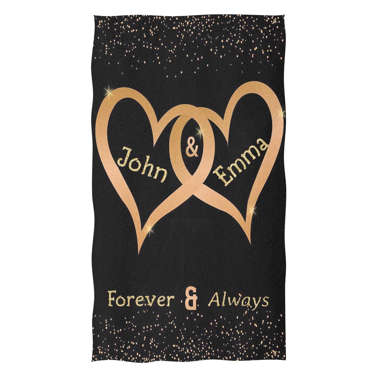 Personalized Love Heart Hand Towels with Name - Ultra Soft Absorbent Microfiber Bath Towels (16