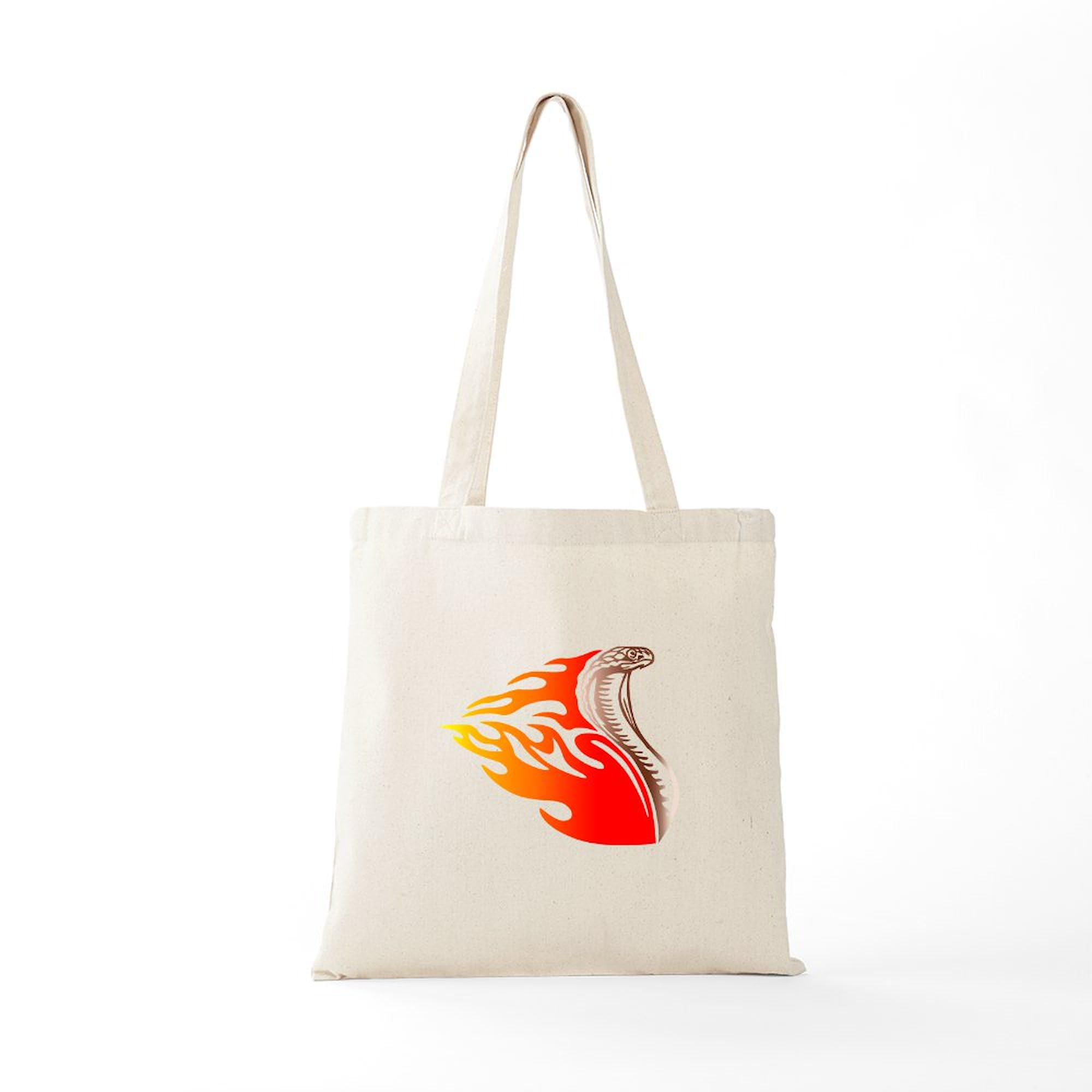 Cobra Flames Tribal Design Tote Bag - Natural Canvas Reusable Shopping Bag for Groceries, Beach, Gym & Daily Use | Eco-Friendly Cotton Tote | CafePress