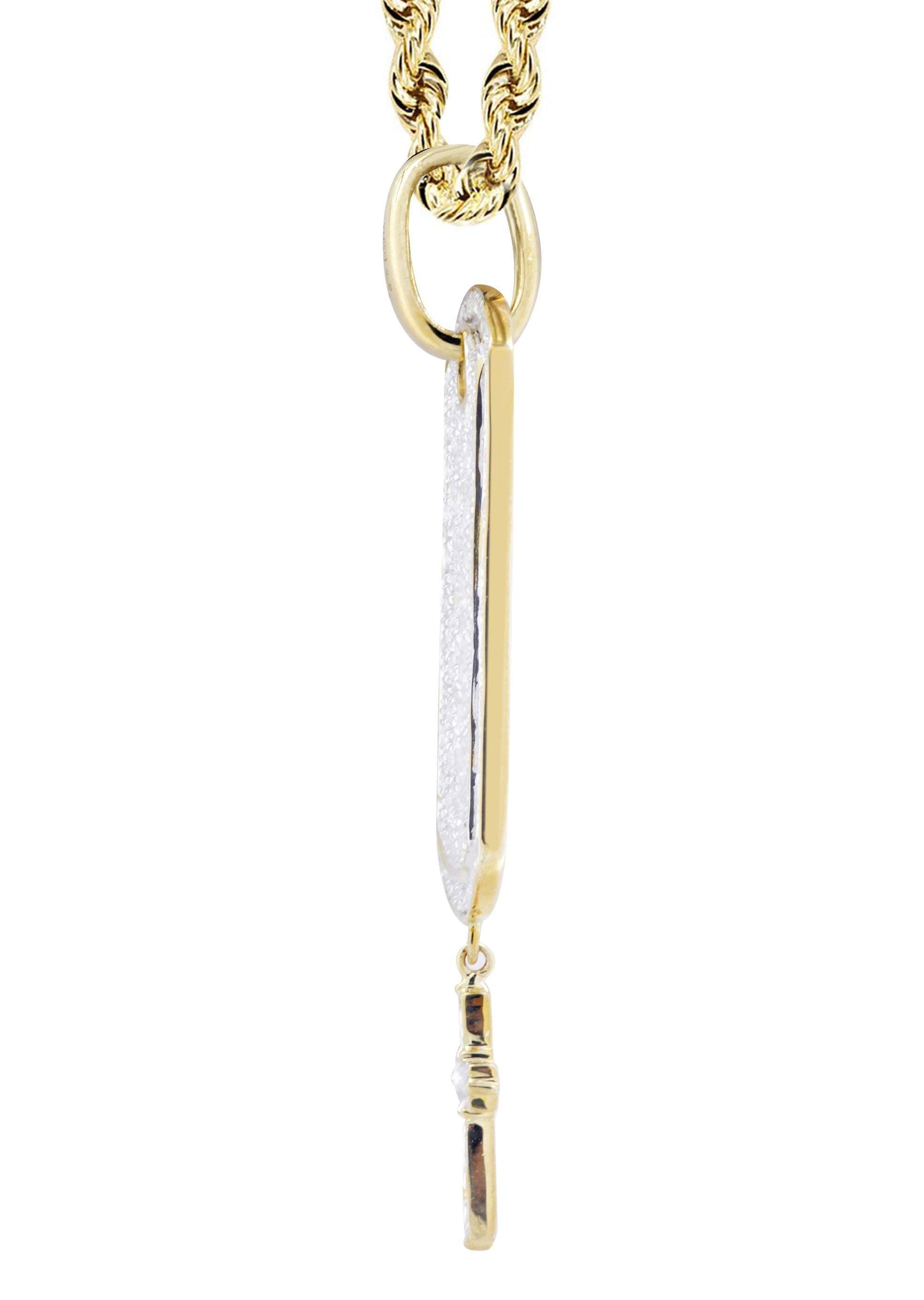 10K Yellow Gold Dog Tag Diamond Necklace for Men & Women - 1.06 Carat Real Diamond Pendant - Perfect for Anniversary Gifts, Valentine's Day & Special Occasions