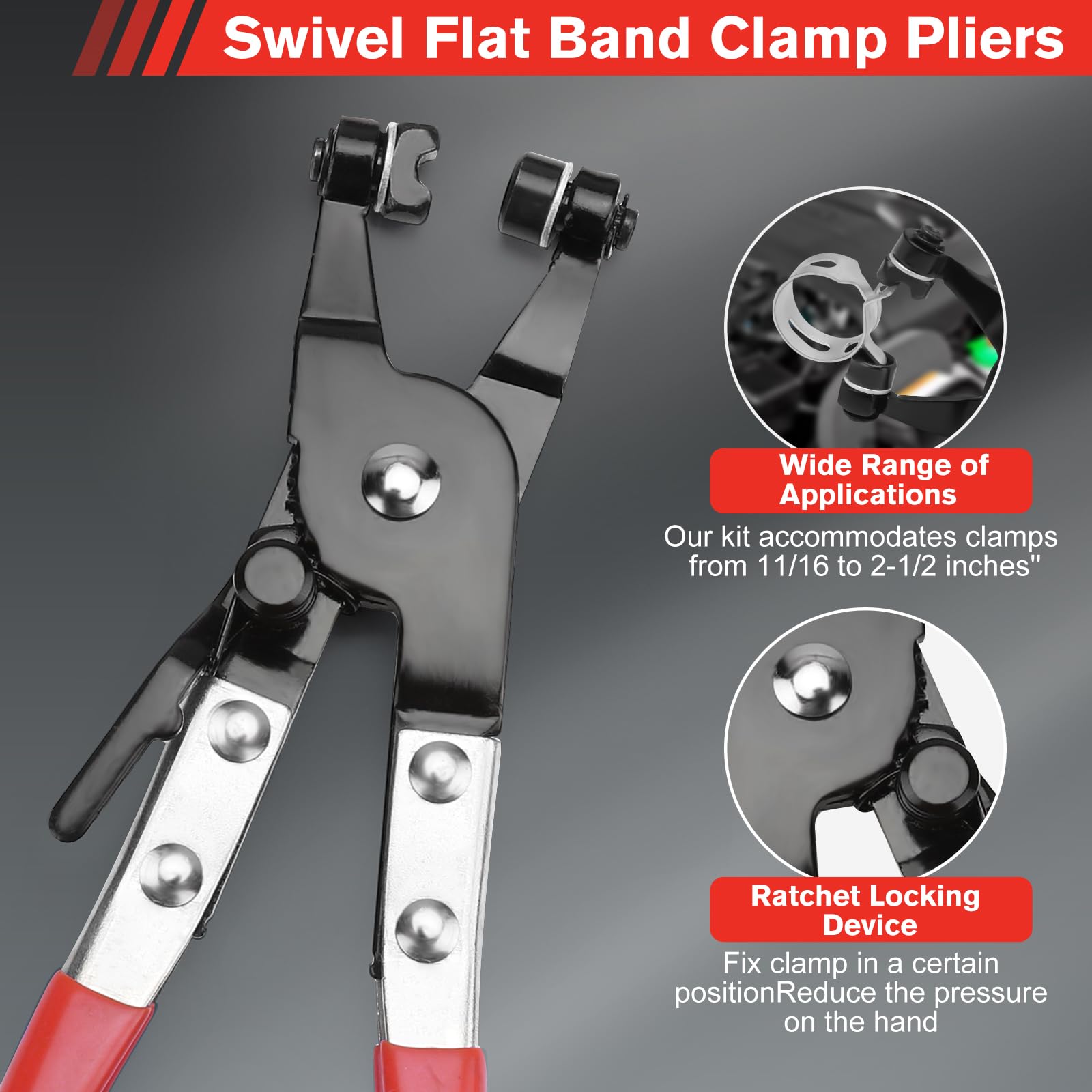 5-Piece Hose Clamp Pliers Set - Long Reach Wire Hose Clamp Tool for Fuel, Oil & Water Hoses - Professional Automotive Repair Tools for Mechanics & DIY Car Maintenance