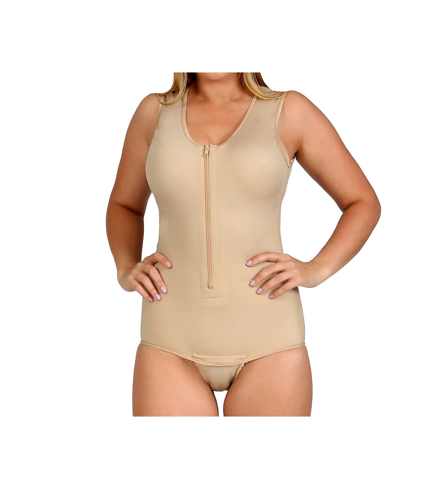 Women's Zipper Front Compression Shapewear Tank Bodysuit - Slimming & Tummy Control for Workout, Yoga & Everyday Wear