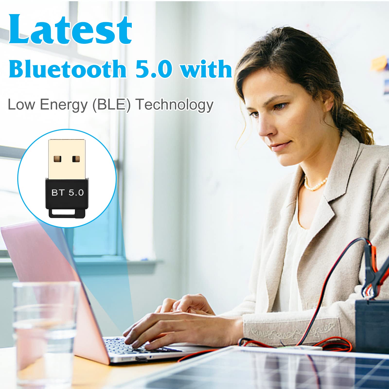UrbanX USB Mini Bluetooth 5.0 Adapter for PC - High-Speed Wireless Transfer Dongle for Windows 10/8.1/8/7 - Ideal for Gaming, Streaming & File Sharing