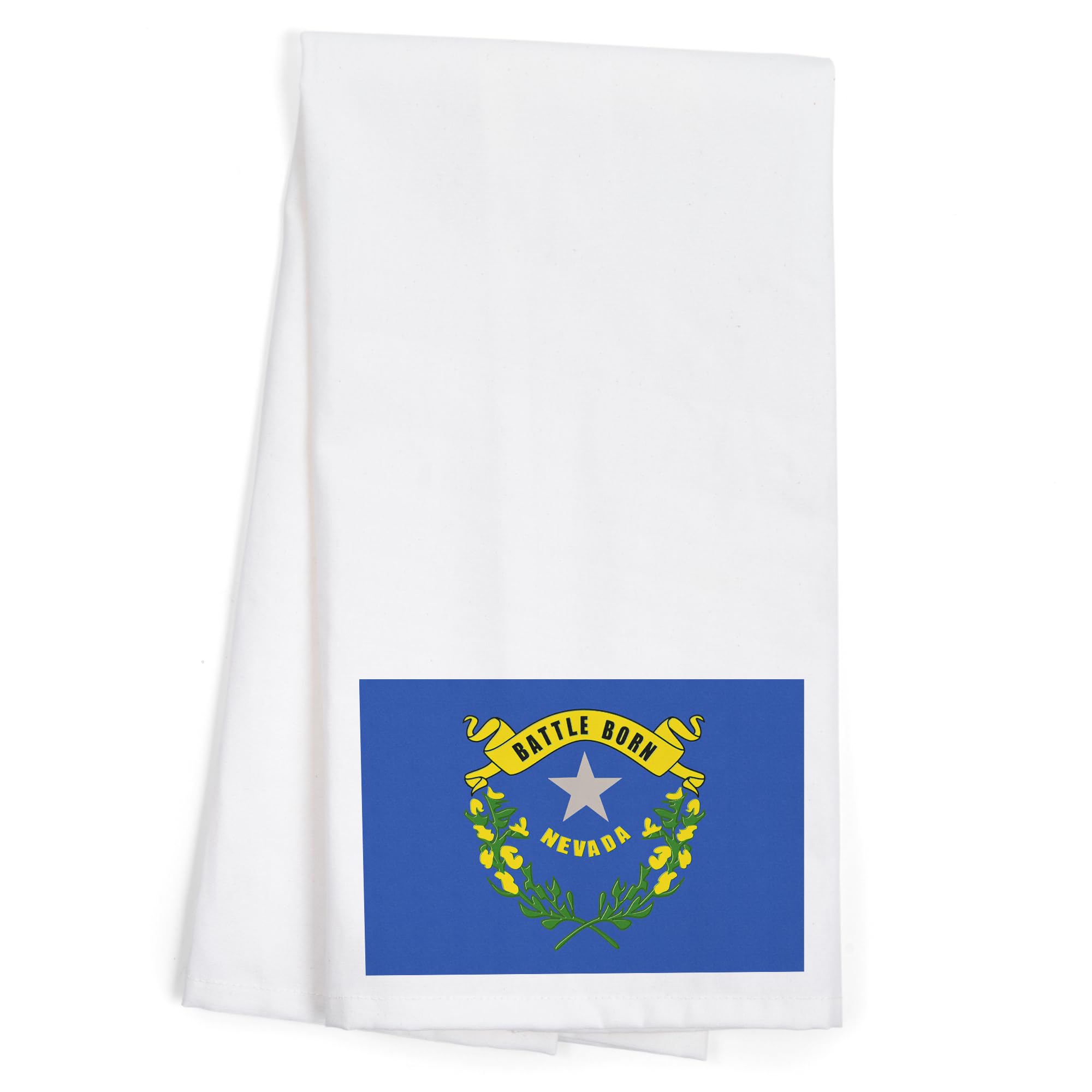 Nevada State Flag Letterpress Tea Towel - 100% Cotton Decorative Hand Towel for Kitchen & Home Decor | Perfect for Gifts, Dish Drying & Vintage Style Decor