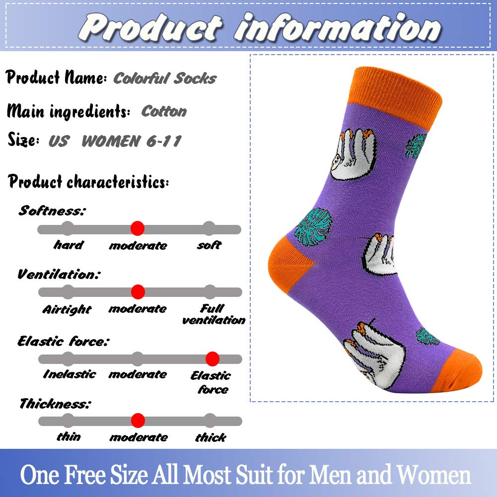 Vibrant Colorful Funky Patterned Crew Socks - Soft Combed Cotton Happy Socks 6-Pack for Women & Men - Perfect for Casual Wear, Gifts, and Fun Outfits