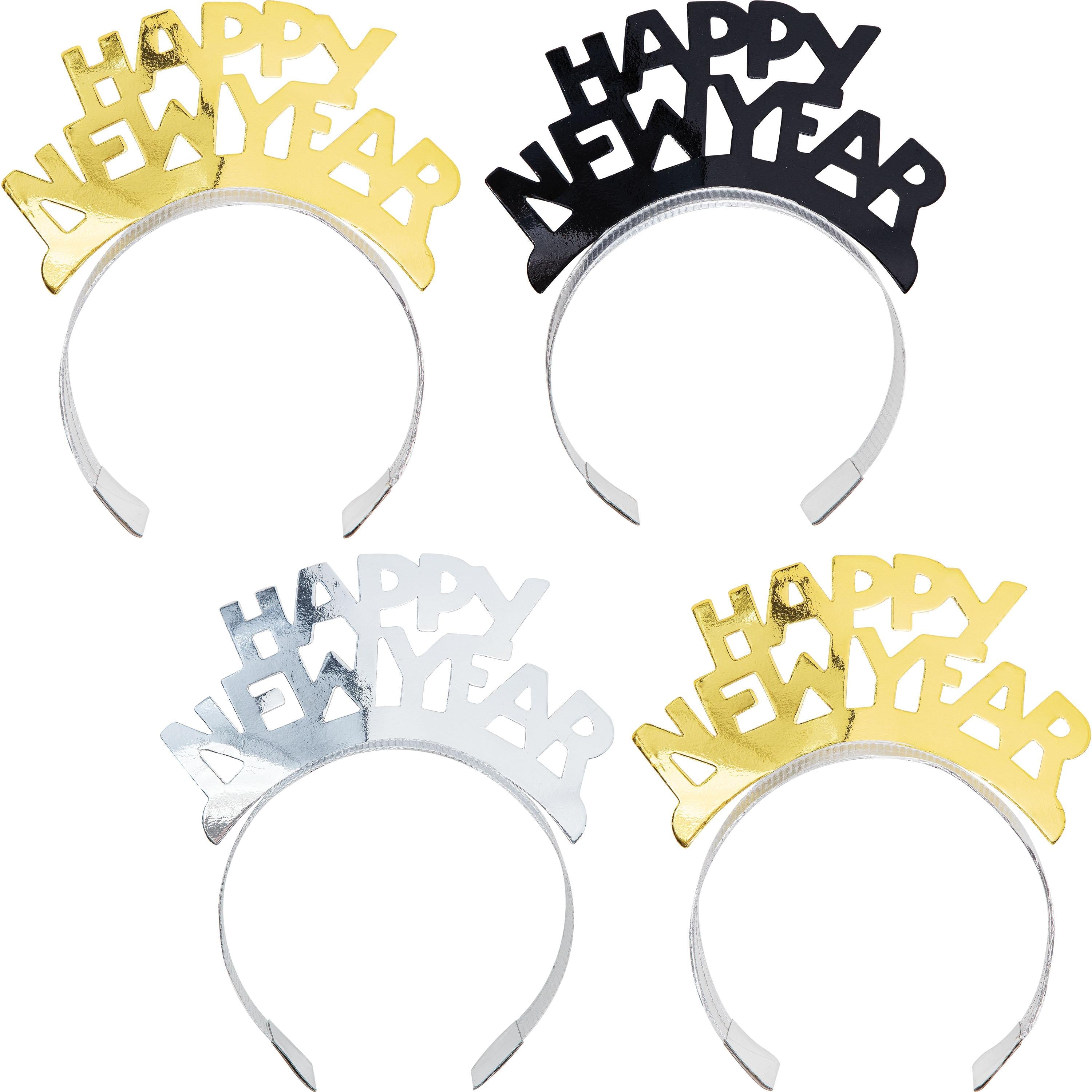 12-Pack Black Silver Gold New Year Party Wearables Kit for 4 People - Perfect for Holiday Celebrations, Family Gatherings & Festive Events