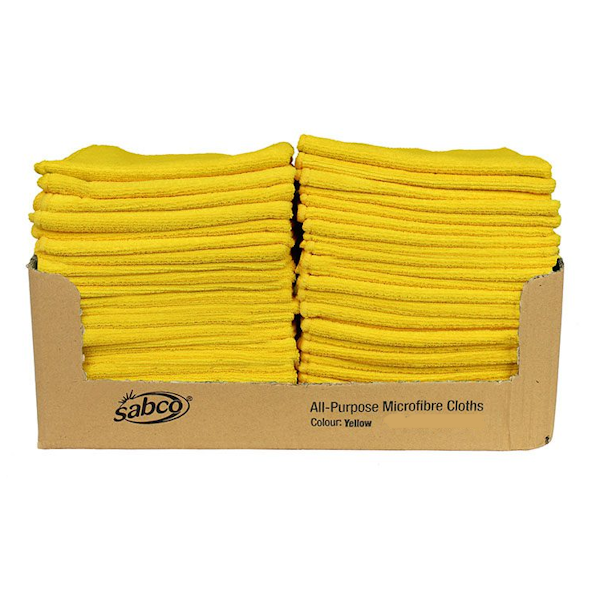 Sabco All-Purpose Microfiber Cleaning Cloths - 50-Pack (Blue, Red, Green, Yellow) | Dust-Free, Streak-Free for Cars, Windows, Kitchen & Electronics Cleaning