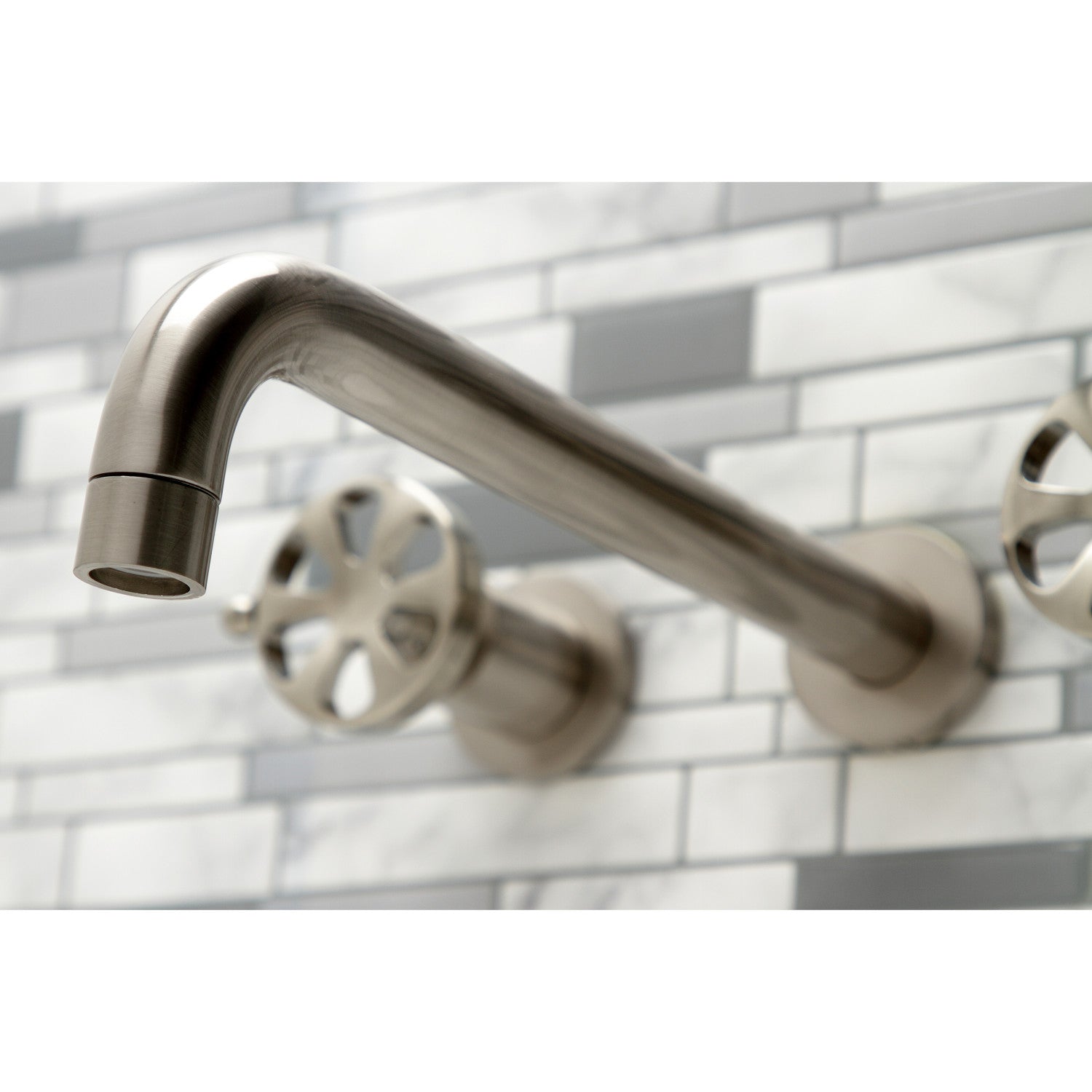 Belknap KS8058RX Brushed Nickel Roman Tub Faucet - 3 Hole Wall Mount Two Handle Bathroom Faucet for Spa, Luxury Bathrooms & Master Suites