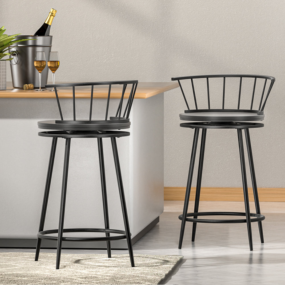 2-Pack Swivel Bar Stools with Metal Frame - Adjustable Height Counter Stools for Kitchen Island, Breakfast Bar & Home Decor