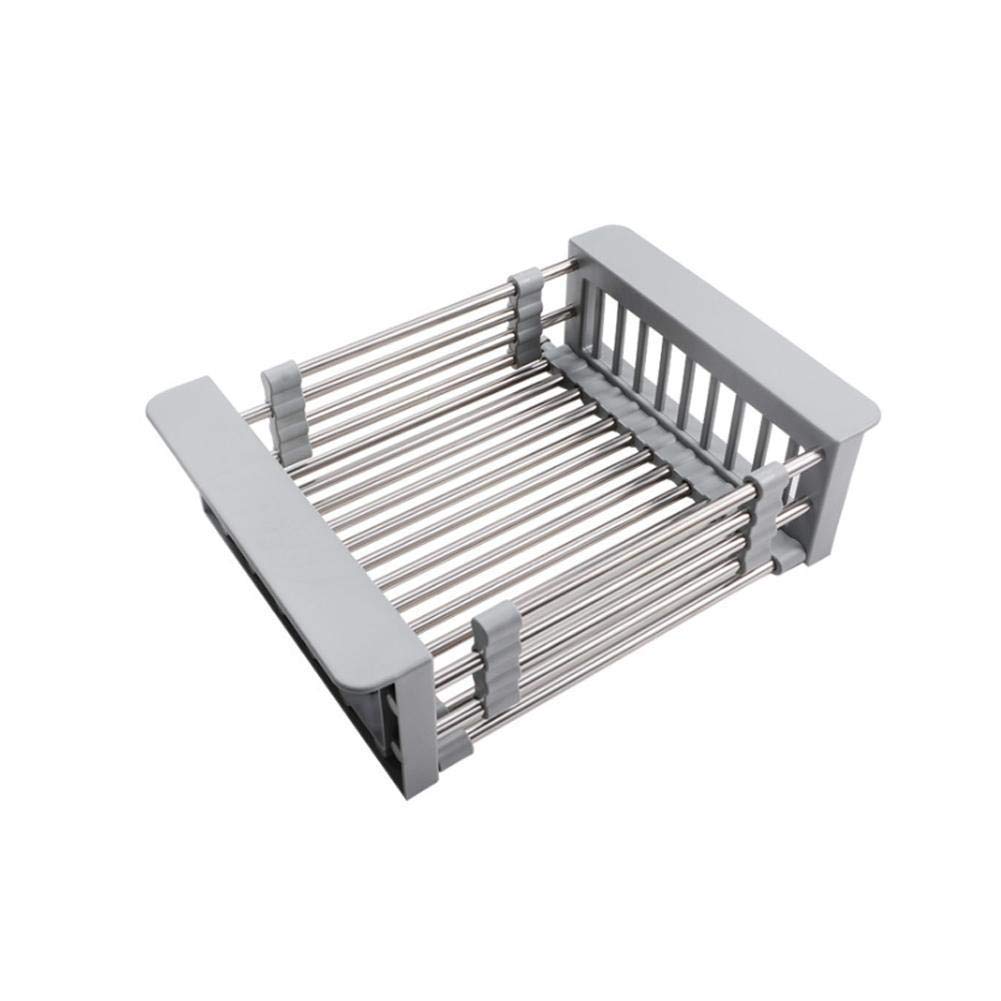 Stainless Steel Expandable Sink Drain Basket - Kitchen Sink Organizer with Telescopic Design for Fruits, Dishes, Chopsticks - Perfect for Kitchen & Bathroom Countertop Organization