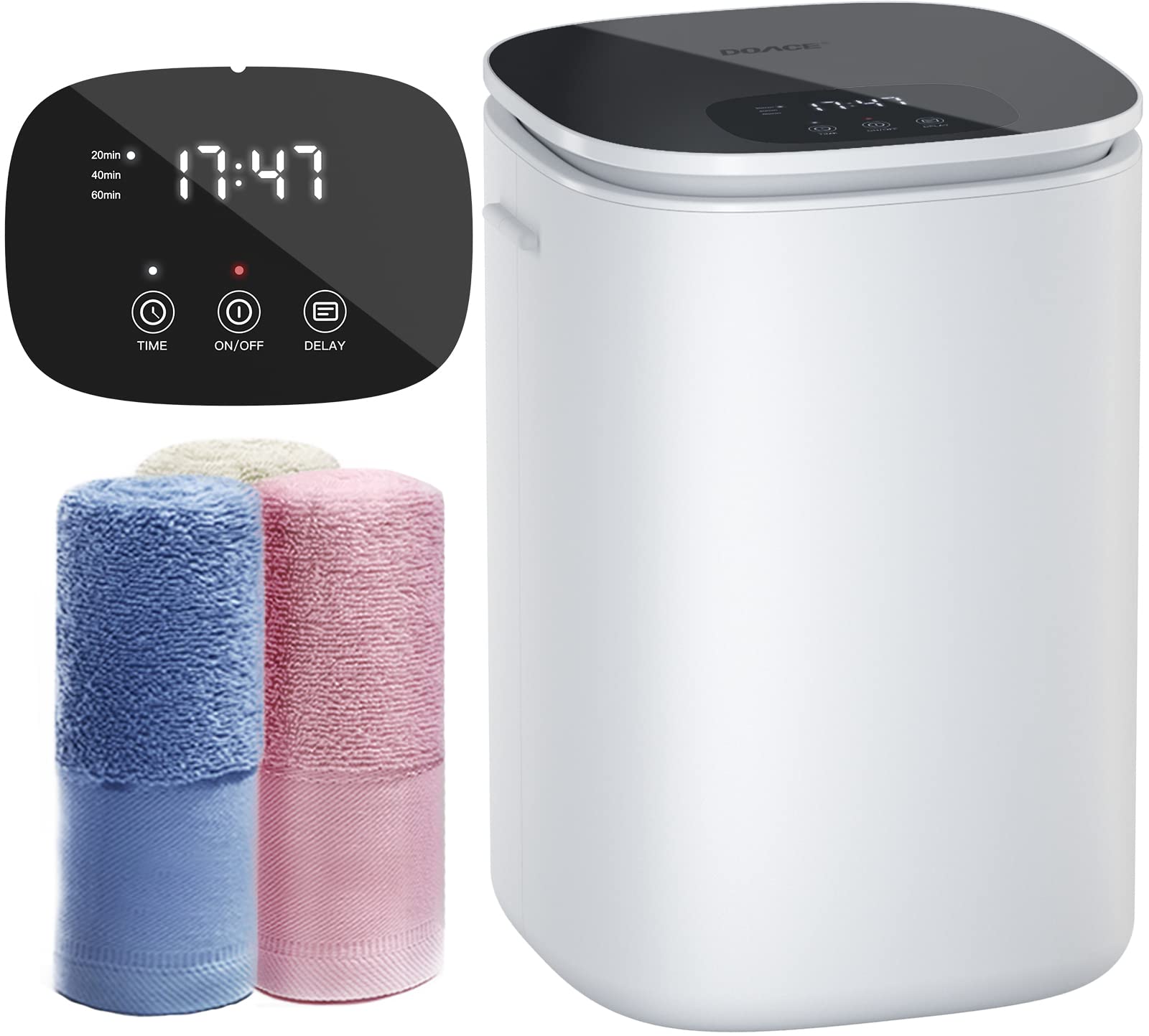Upgraded Towel Warmer Bucket - Automatic Keep Warm Function, Adjustable Heat Timer (20/40/60 Min) & 24-Hour Delay - Large Capacity for Oversized Towels, Bathrobes & Blankets | Perfect for Spa, Salon & Home Bathroom Relaxation