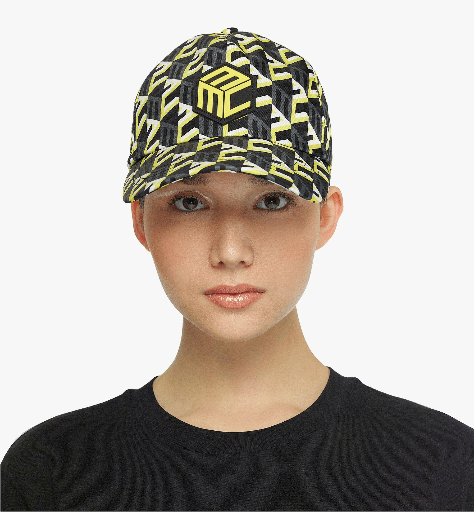Eco-Friendly Cubic Monogram Print Cap - Recycled Nylon Unisex Baseball Hat for Men & Women - Perfect for Outdoor Activities, Sports, and Casual Wear
