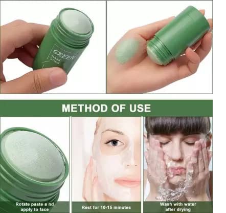 Lusty Soul Green Tea Face Mask Stick - Oil Control & Deep Pore Cleansing with Ear Wax Remover Kit (2-Piece Set) | Perfect for Skincare Routine & Travel Essentials