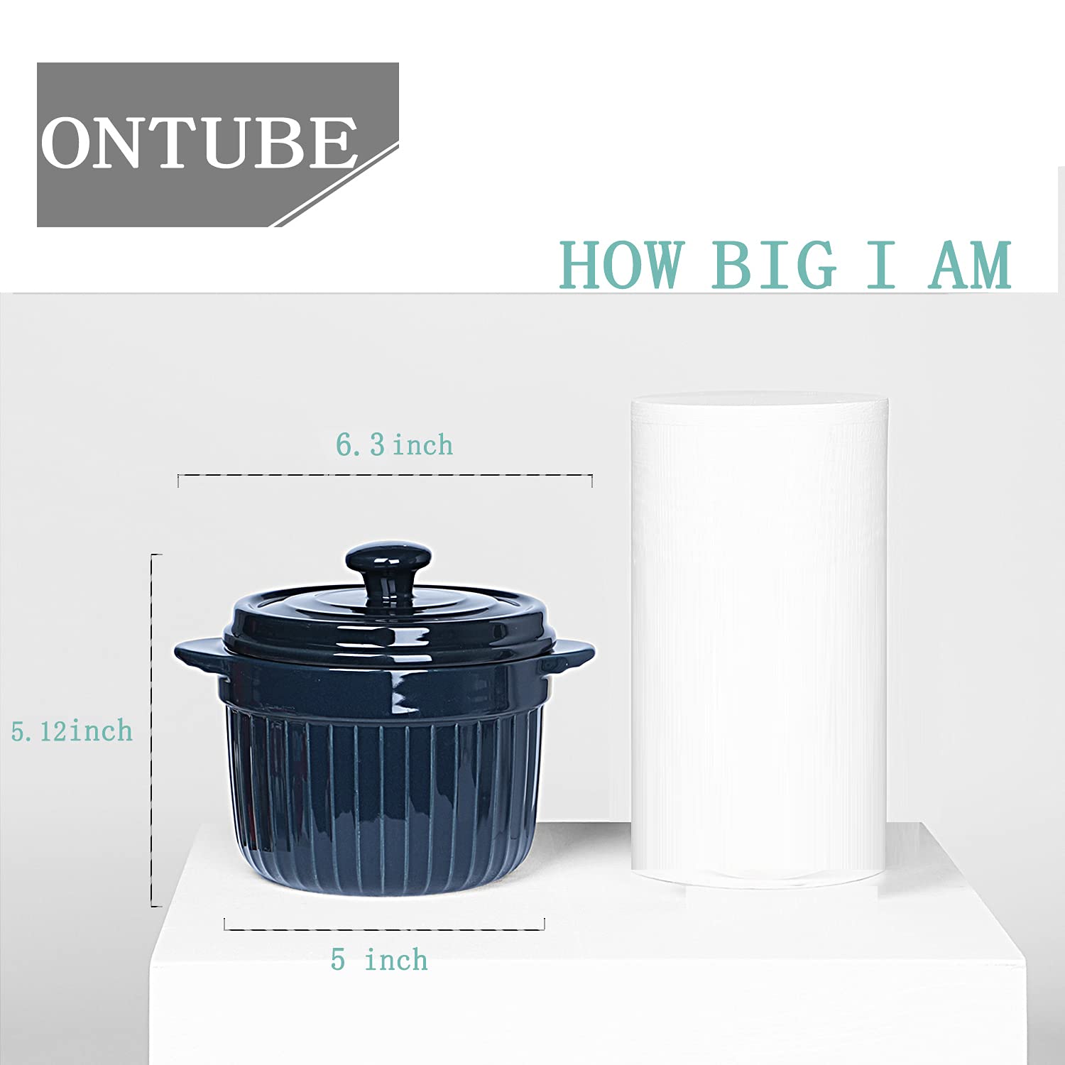 ONTUBE 17oz Ceramic Candy Jar with Lid - Porcelain Cookie & Candy Storage Container - Airtight Kitchen Canister for Cookies, Sweets, Nuts (Navy Blue) - Perfect for Home, Office, Party & Gift Giving