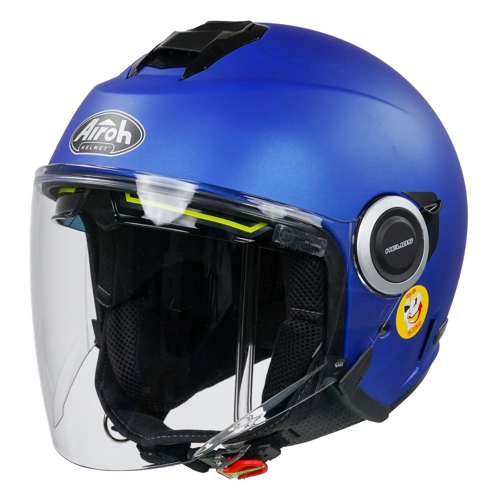 Airoh Helios Urban Jet Matt Blue Motorcycle Helmet - Lightweight, DOT Certified for Safety - Perfect for City Commuting & Urban Riding