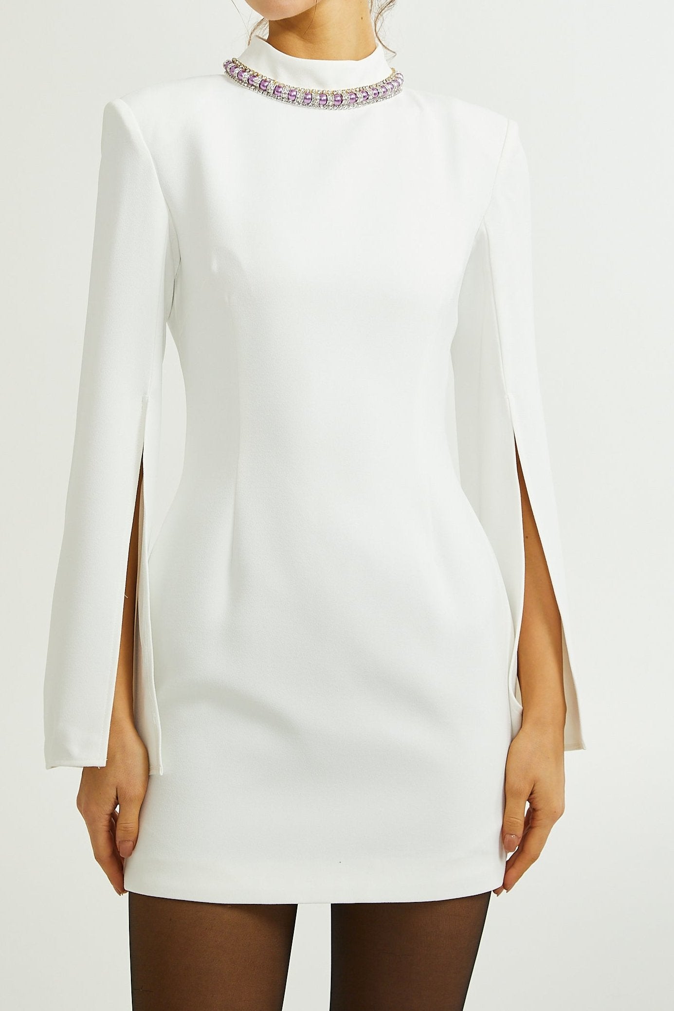 Claretta Split Cuffs Embellished Dress for Women - Elegant Evening Gown for Parties, Weddings & Special Occasions