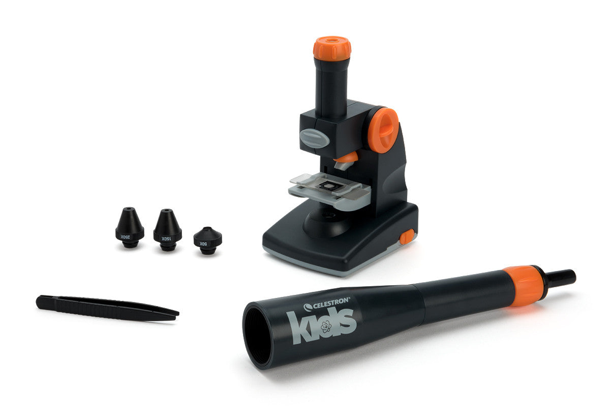 Celestron Kids Microscope Kit - STEM Educational Toy with LED Light & Accessories for Children Science Exploration | Perfect for Home Learning, Classroom Labs & Young Scientists