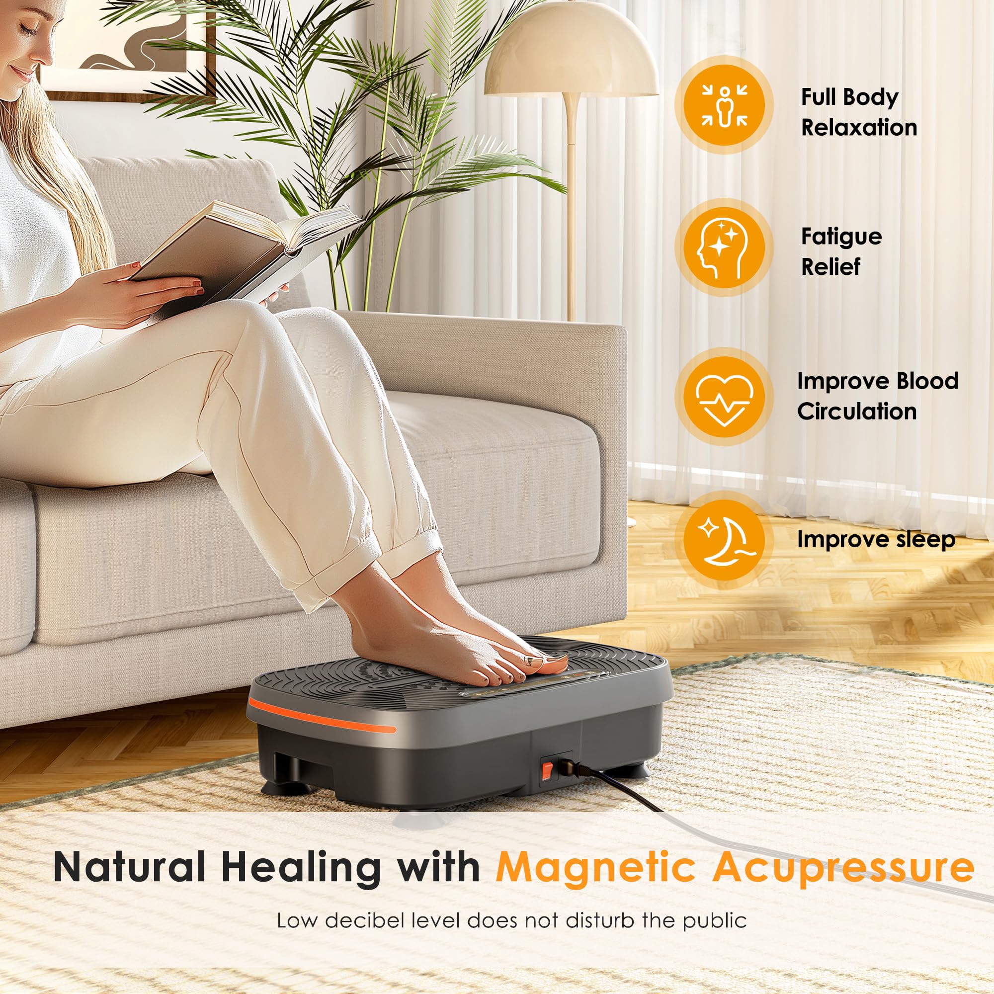 SogesHome Vibration Plate Exercise Machine - 400LBS Capacity Whole Body Workout Platform for Lymphatic Drainage & Weight Loss | Home Gym Equipment for Women & Men | Perfect for Fat Burning, Muscle Toning & Relaxation After Workouts