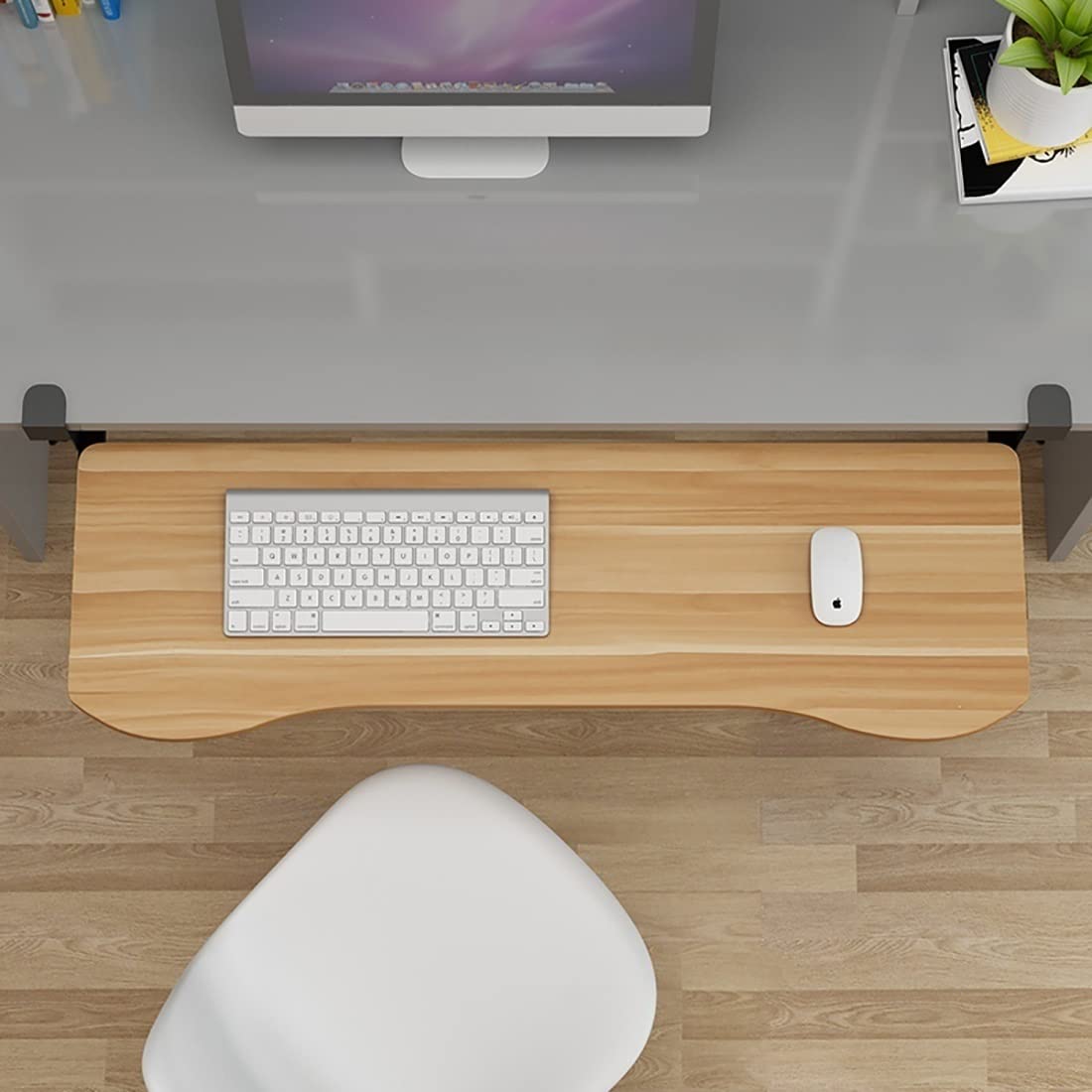 Ergonomic Adjustable Under Desk Keyboard Tray - Smooth Pull Out Clamp-On Platform for Computer Workstation | No Punch Installation | Perfect for Home Office, Gaming Setup & Workspace Ergonomics
