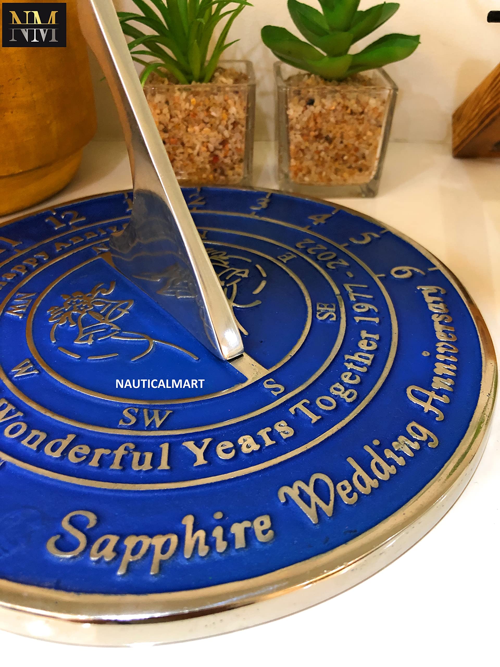 Sapphire Sundial Anniversary Gift for Couples - Elegant Nautical-Themed Wedding Keepsake for Beach Weddings, Outdoor Ceremonies & Romantic Gifts