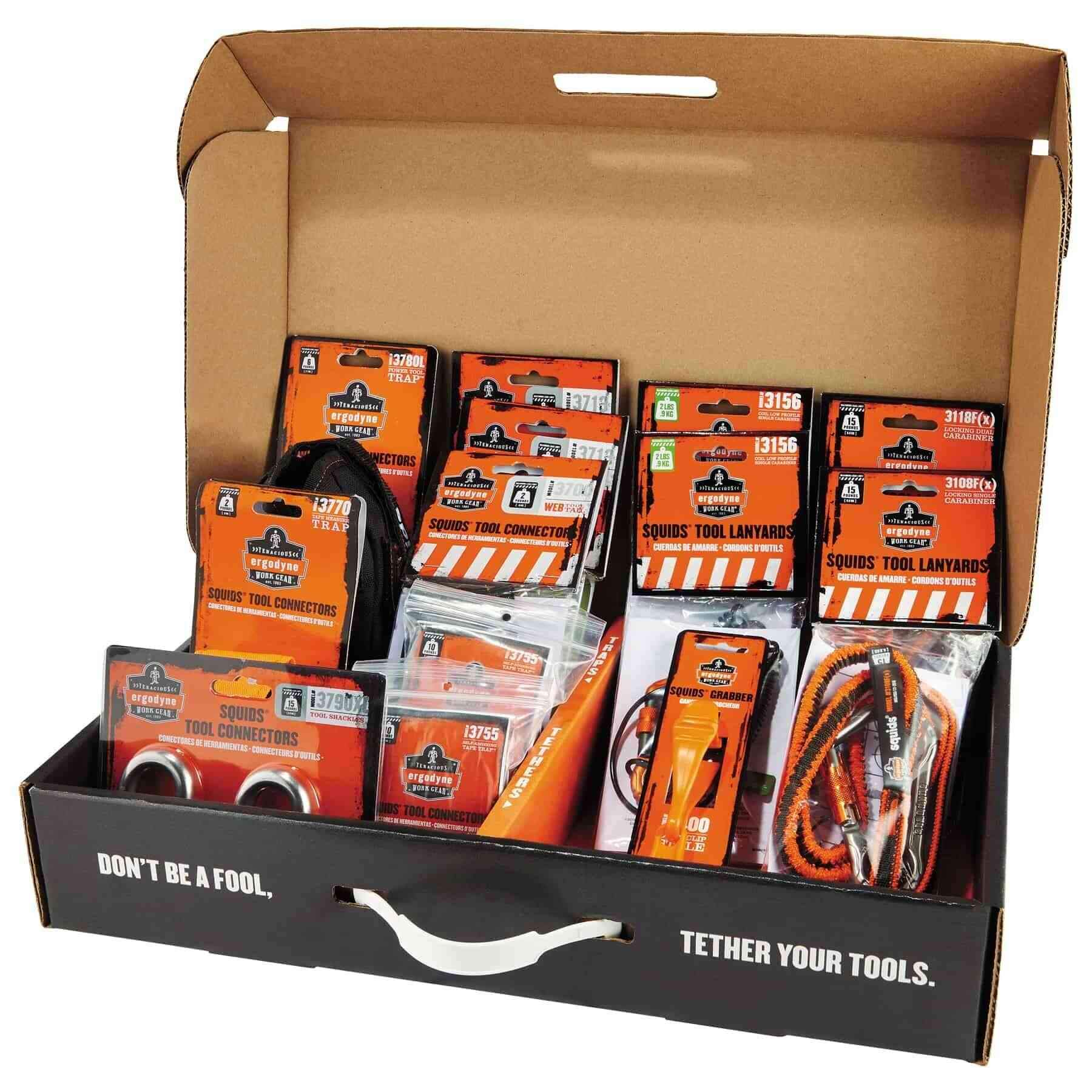 Ergodyne Squids 3186 Tool Tethering Kit for Iron & Steel Workers - Safety Lanyards & Attachments for Spud Wrenches to Sleever Bars | Fall Protection Gear for Construction & Industrial Work