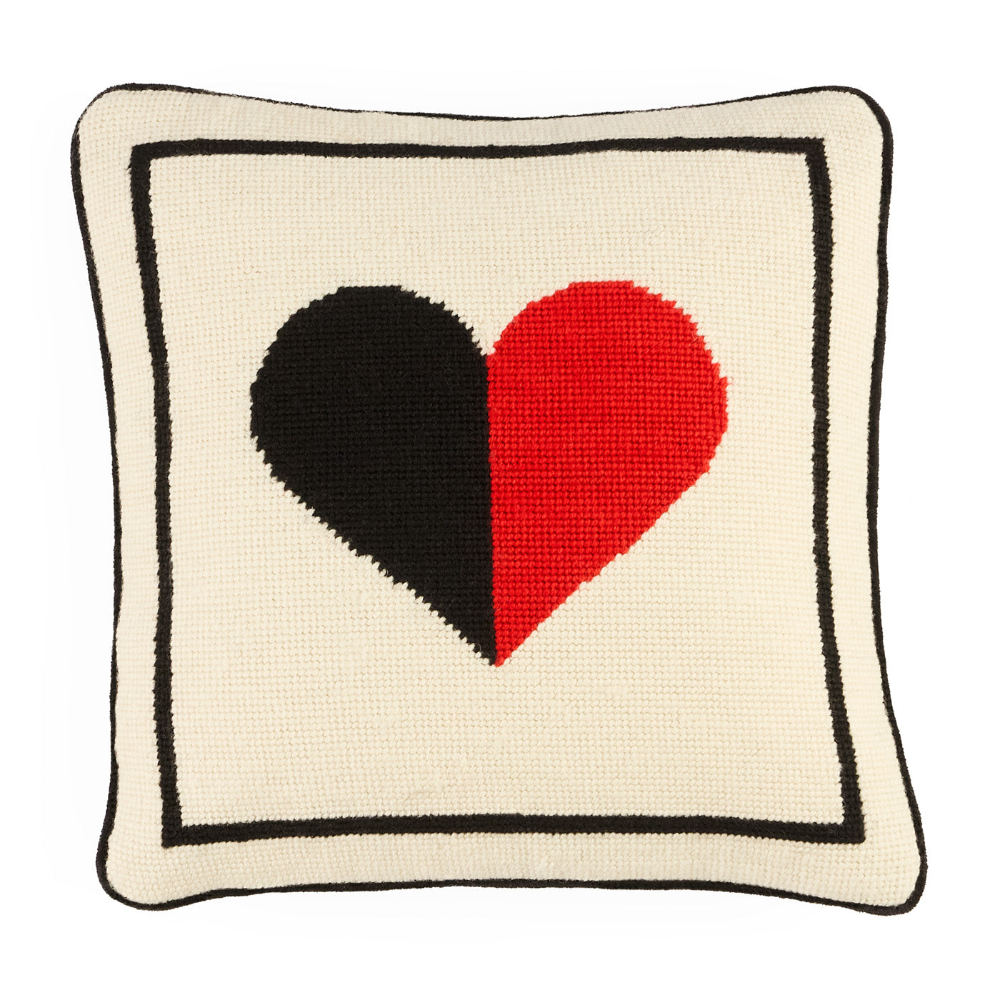Hearts Needlepoint Pillow - Elegant Handmade Decorative Throw Pillow for Sofa, Bed, Living Room | Perfect for Home Decor, Valentine's Gift & Cozy Accent